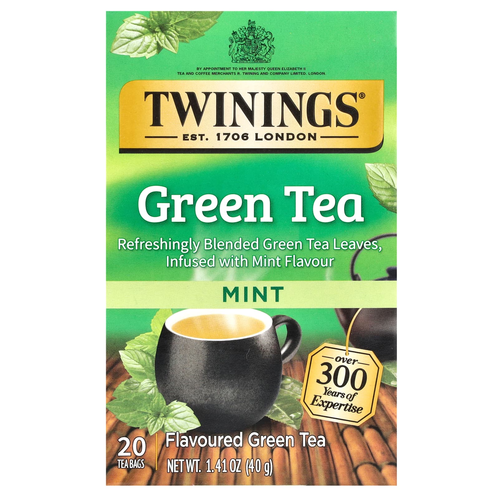 Twinings Ароматизированный зеленый чай мята 20 чайных пакетиков 40 г 141 унции 1590₽