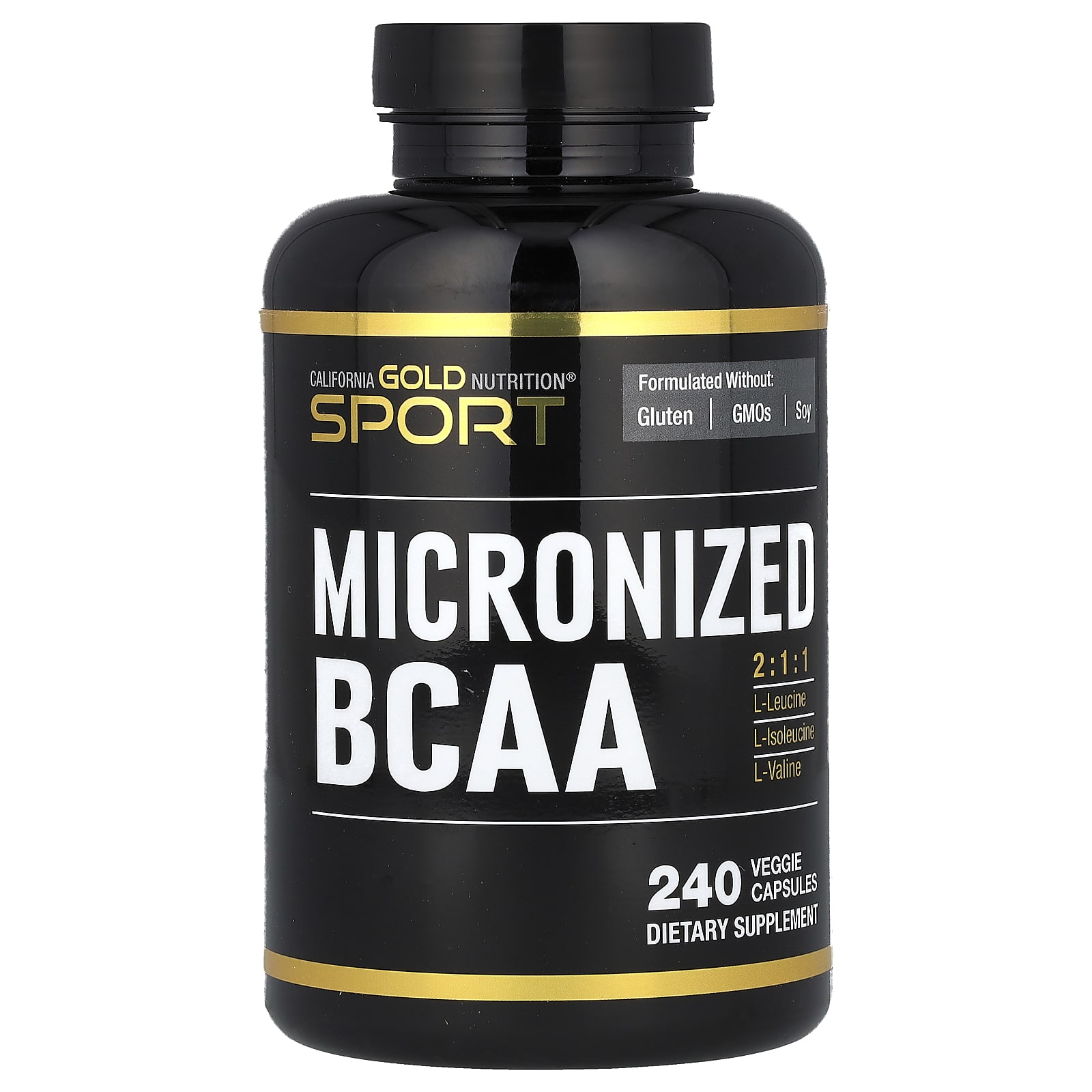 California Gold Nutrition Sport микронизированные BCAA аминокислоты с разветвленной цепью 500 мг 240 растительных капсул 250 мг в 1 капсуле 4190₽