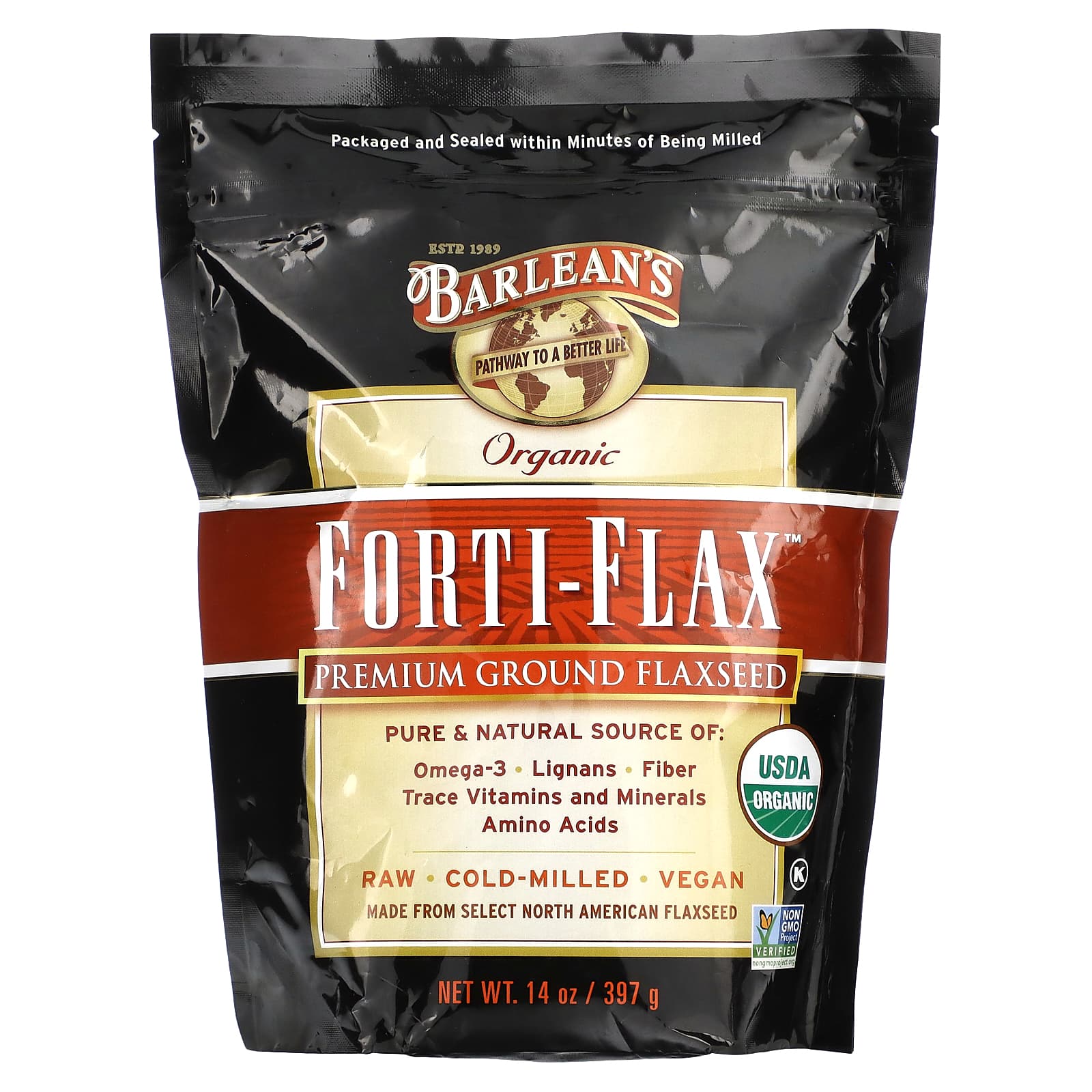 Barleans Organic Forti-Flax молотое льняное семя премиального качества 397 г 14 унций 1890₽
