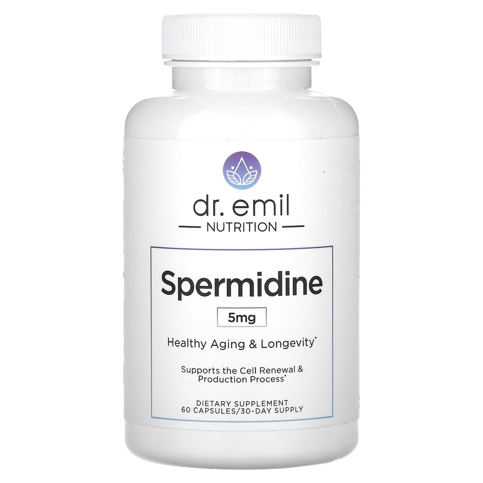 Dr. Emil Nutrition, спермидин, 5 мг, 60 капсул (2,5 мг в 1 капсуле)