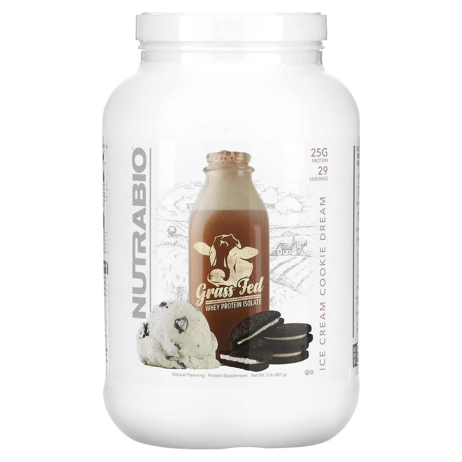NutraBio Изолят сывороточного протеина Grass Fed Ice Cream Cookie Dream 907 г 2 фунта 12890₽