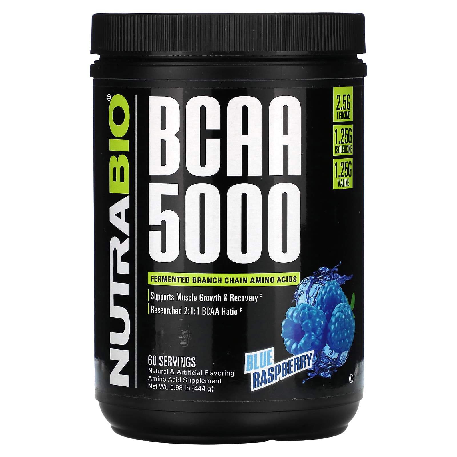 NutraBio BCAA 5000 голубая малина 444 г 098 фунта 6290₽