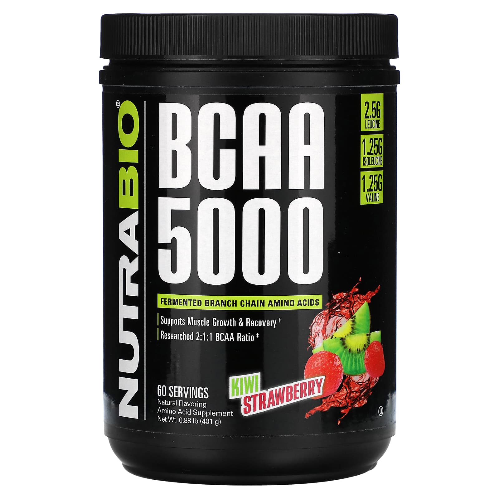 NutraBio BCAA 5000 киви и клубника 401 г 088 фунта 6290₽