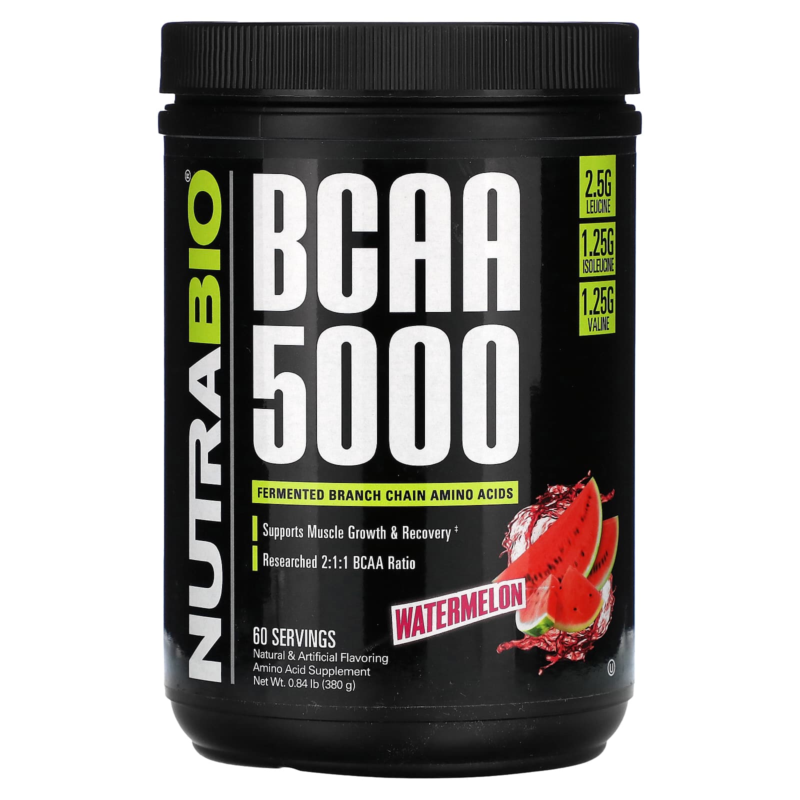 NutraBio BCAA 5000 арбуз 380 г 084 фунта 6290₽