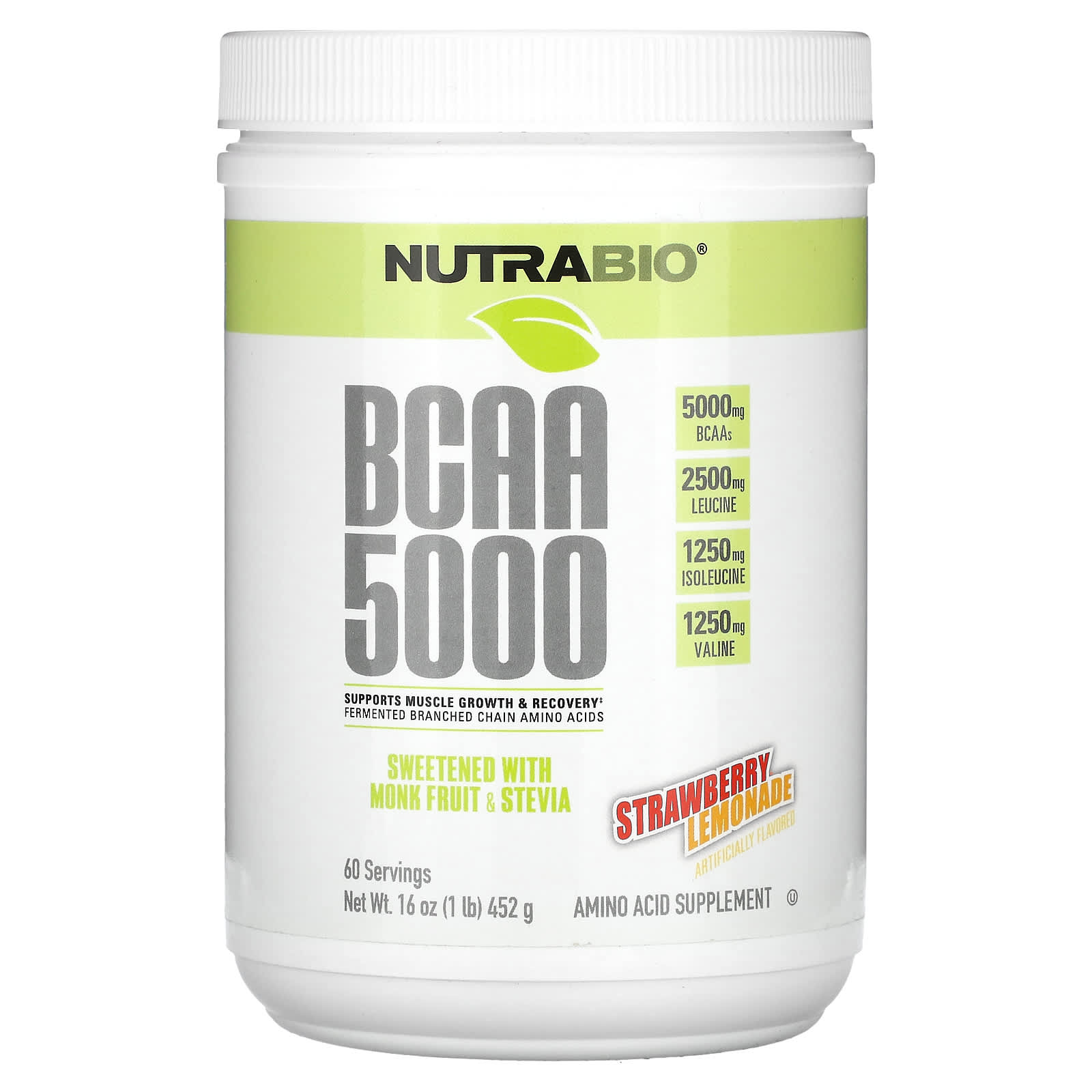 NutraBio BCAA 5000 клубничный лимонад 452 г 1 фунт 7190₽