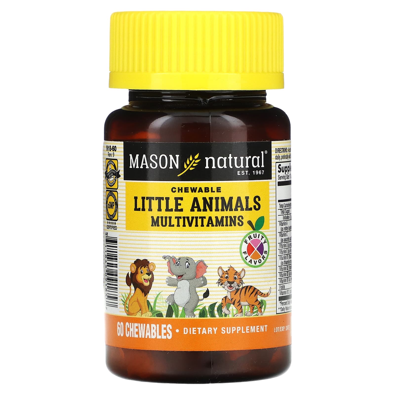 Mason Natural Little Animals мультивитамины фруктовые 60 жевательных таблеток 1590₽