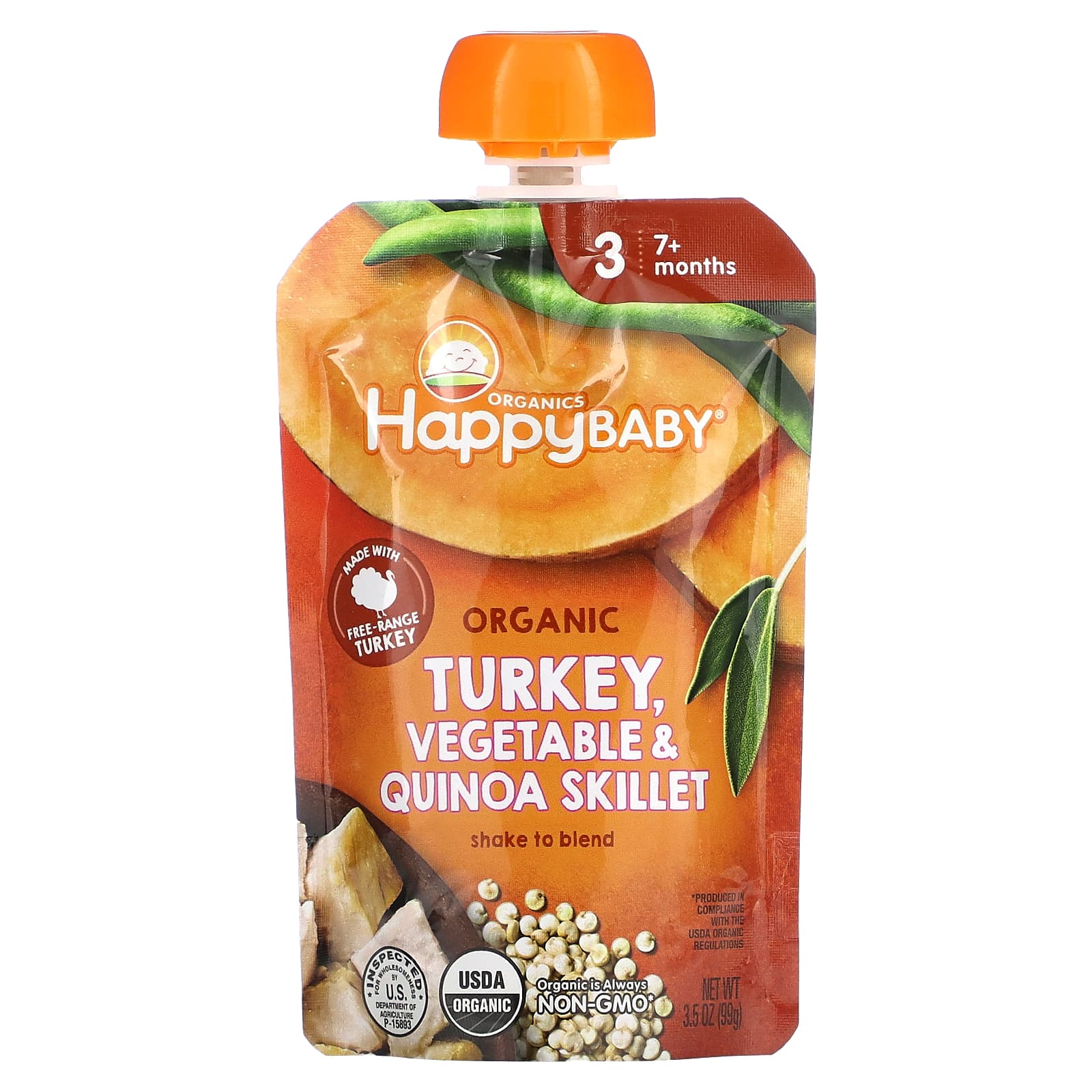 Happy Family Organics Happy Baby от 7 месяцев органические сковороды с индейкой овощами и киноа 99 г 35 унции 1390₽