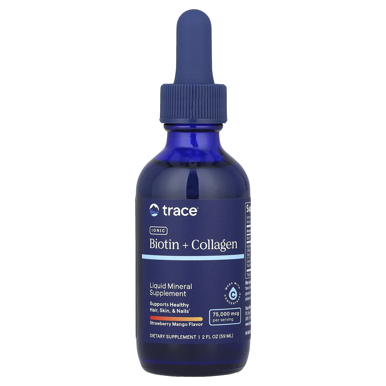 Trace Minerals Ionic Biotin Collagen клубника и манго 75000 мкг 59 мл 2 жидк Унции 3590₽