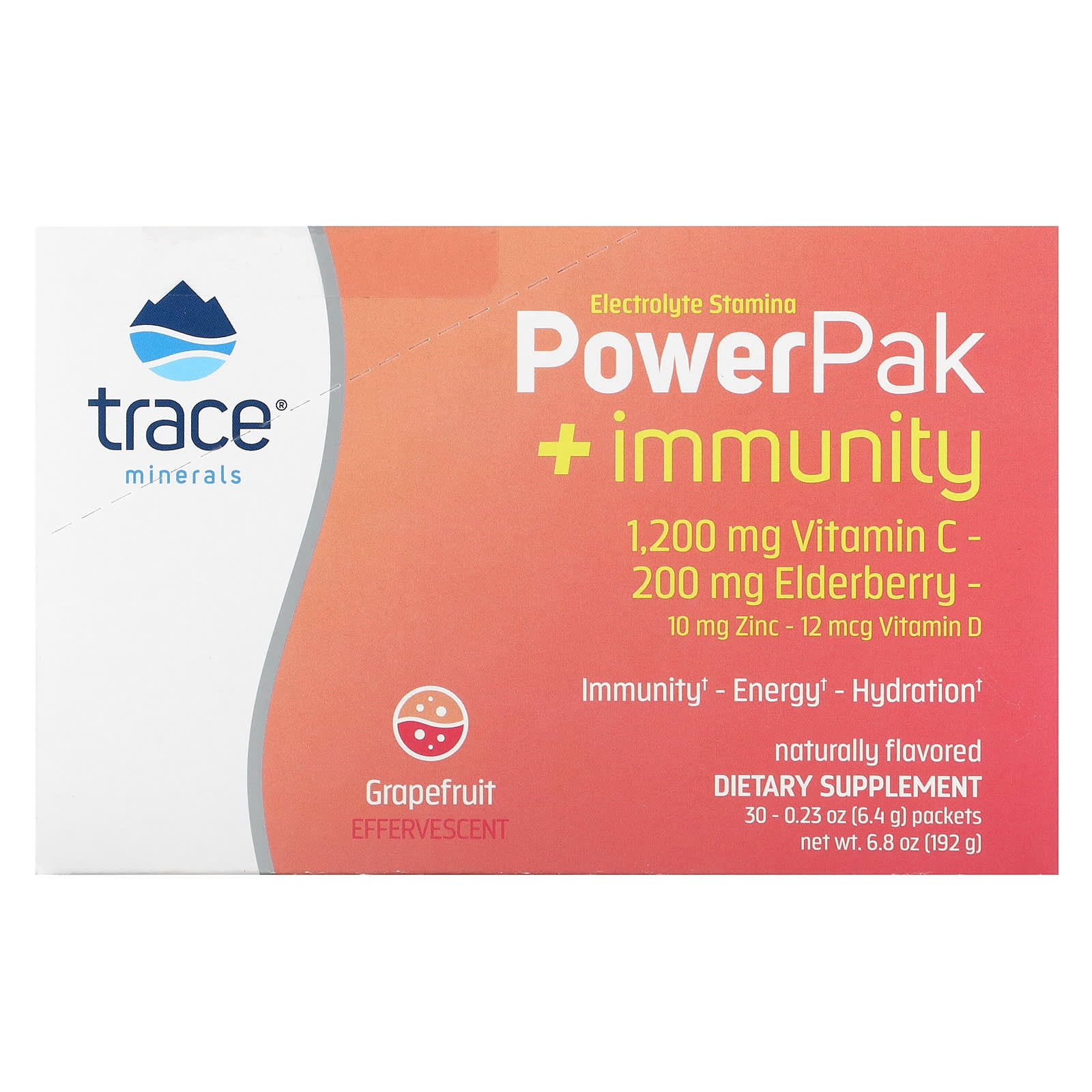 Trace Minerals Electrolyte Stamina PowerPak Immunity грейпфрут 30 пакетиков по 64 г 023 унции 3790₽
