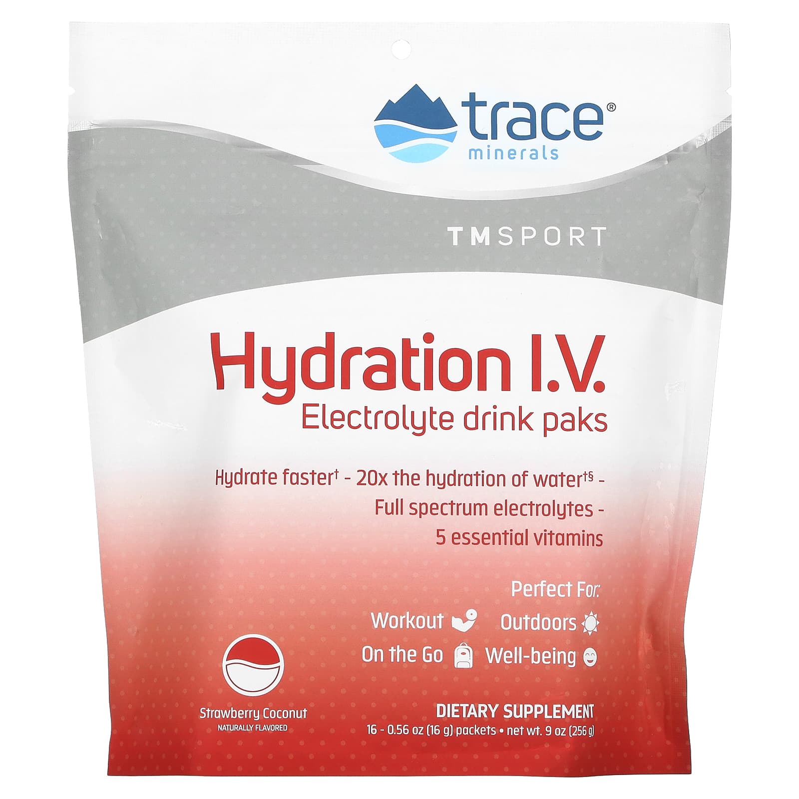 Trace Minerals TM Sport Hydration IV электролитные напитки в пакетиках клубника и кокос 16 пакетиков по 16 г 056 унции 4590₽
