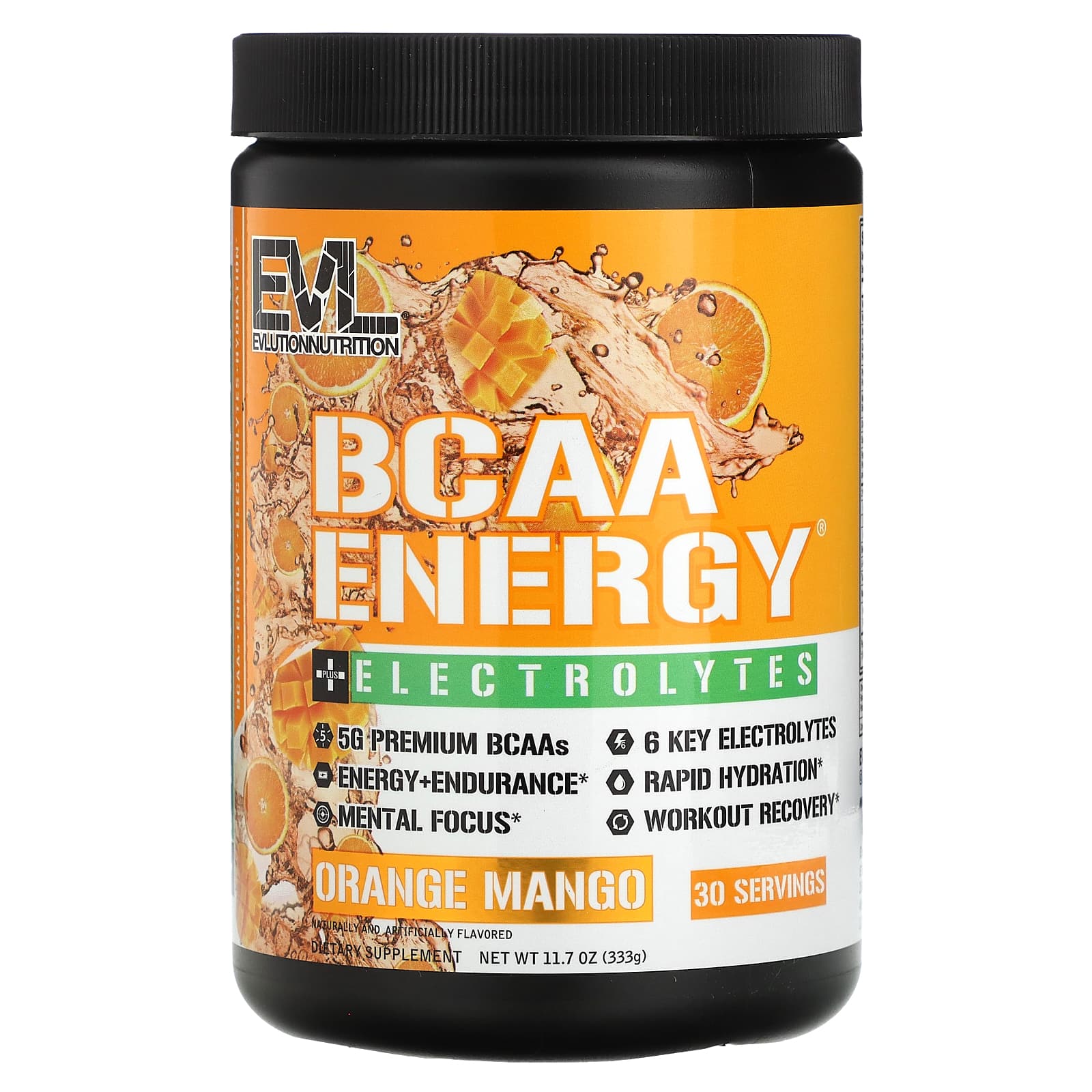 EVLution Nutrition BCAA Energy Plus электролиты апельсин и манго 333 г 117 унции 2490₽