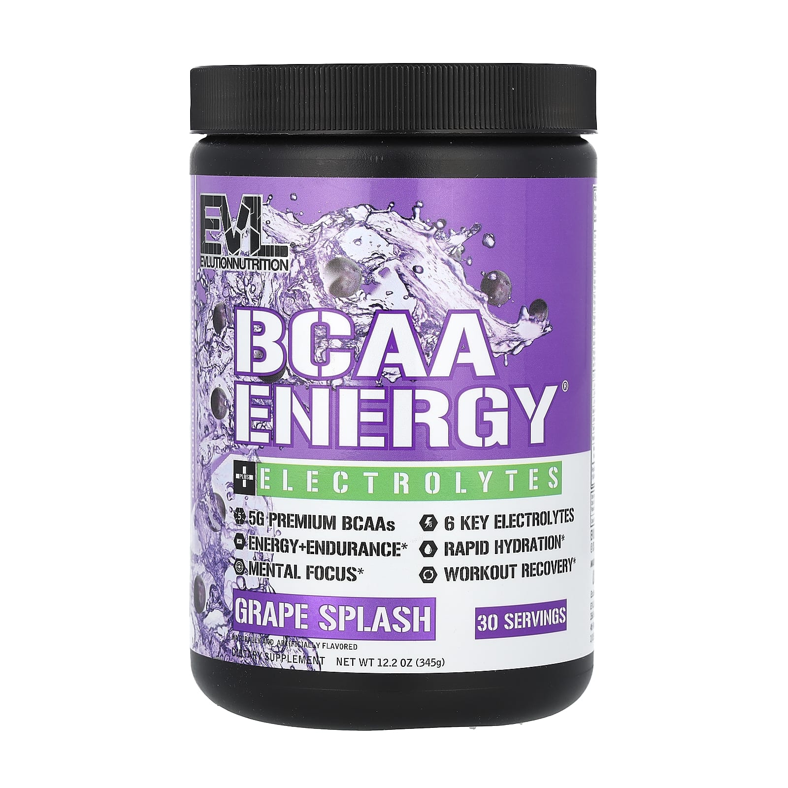 EVLution Nutrition BCAA Energy Plus электролиты со вкусом винограда 345 г 122 унции 3490₽