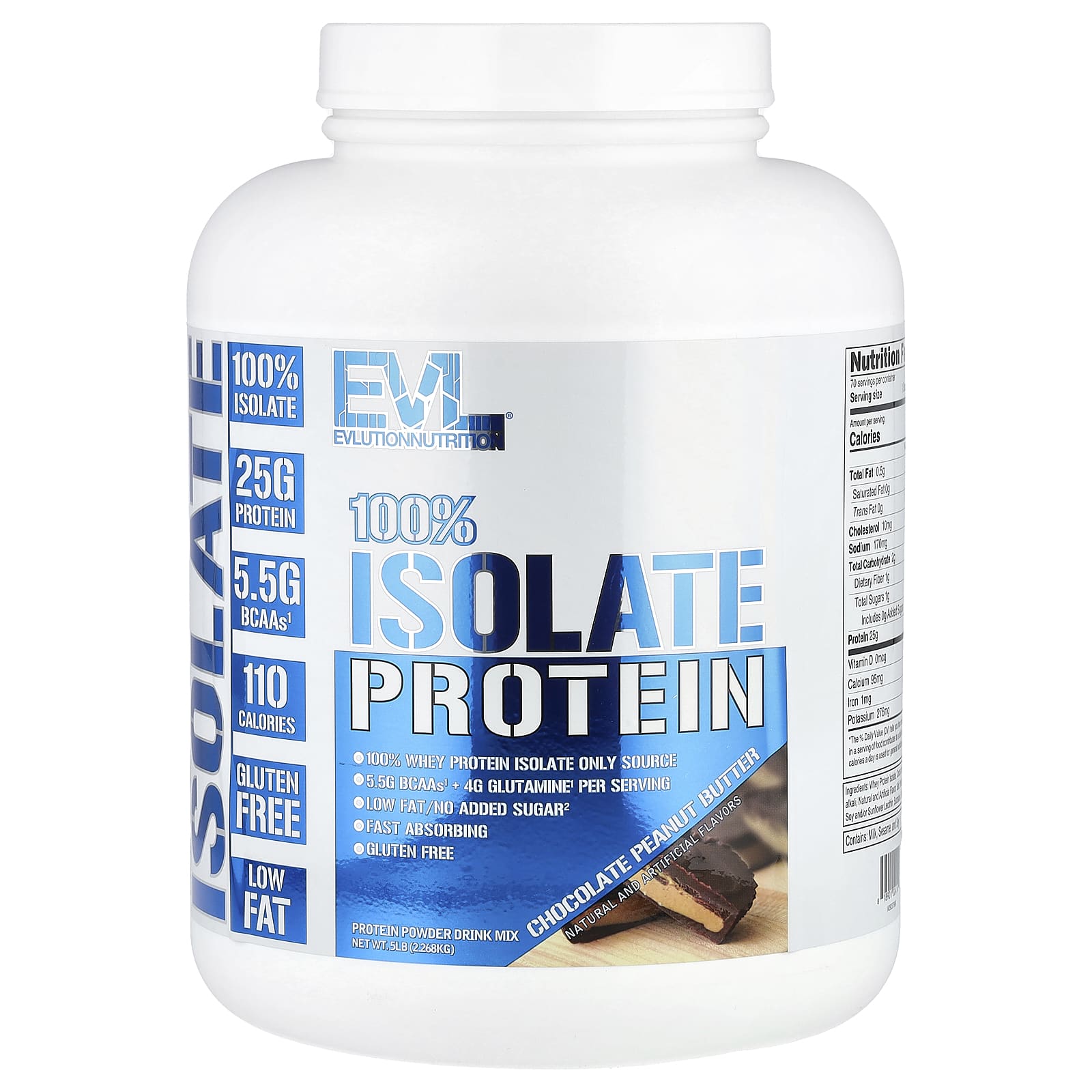 EVLution Nutrition 100 изолят протеина шоколадно-арахисовая паста 2268 кг 5 фунтов 16190₽