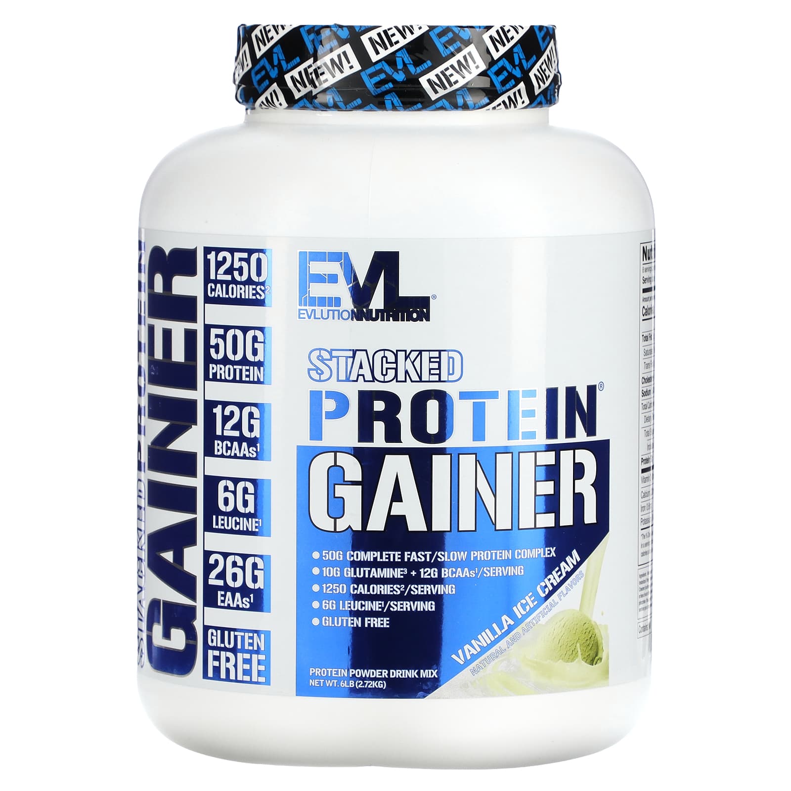 EVLution Nutrition Stacked Protein Gainer ванильное мороженое 272 кг 6 фунтов 6490₽