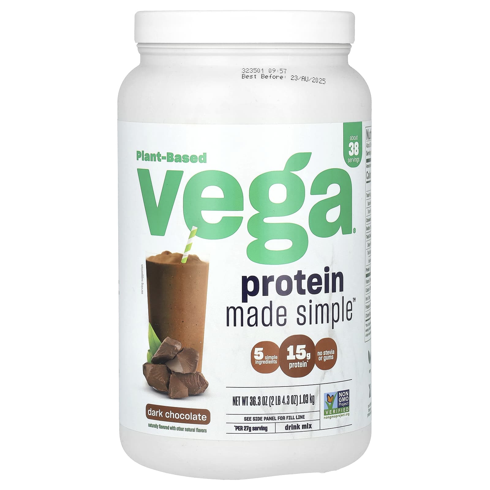 Vega Plant-Based Protein Made Simple темный шоколад 103 кг 2 фунта 6990₽