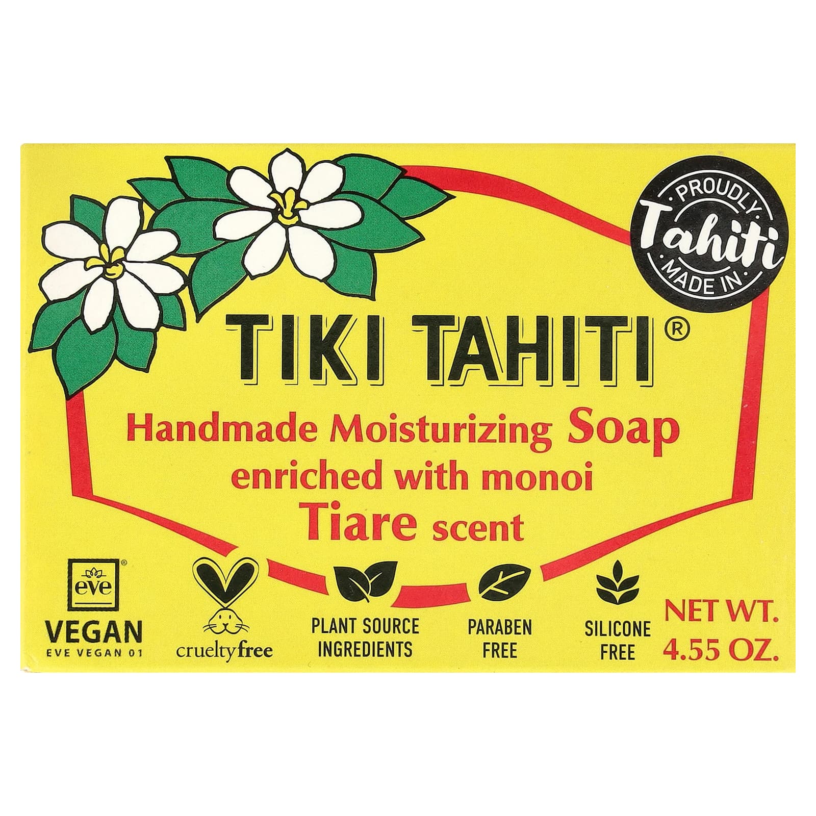 Monoi Tiare Tahiti, Мыло французского помола, обогащенное монои, с ароматом тиаре, 130 г (4,55 унции)