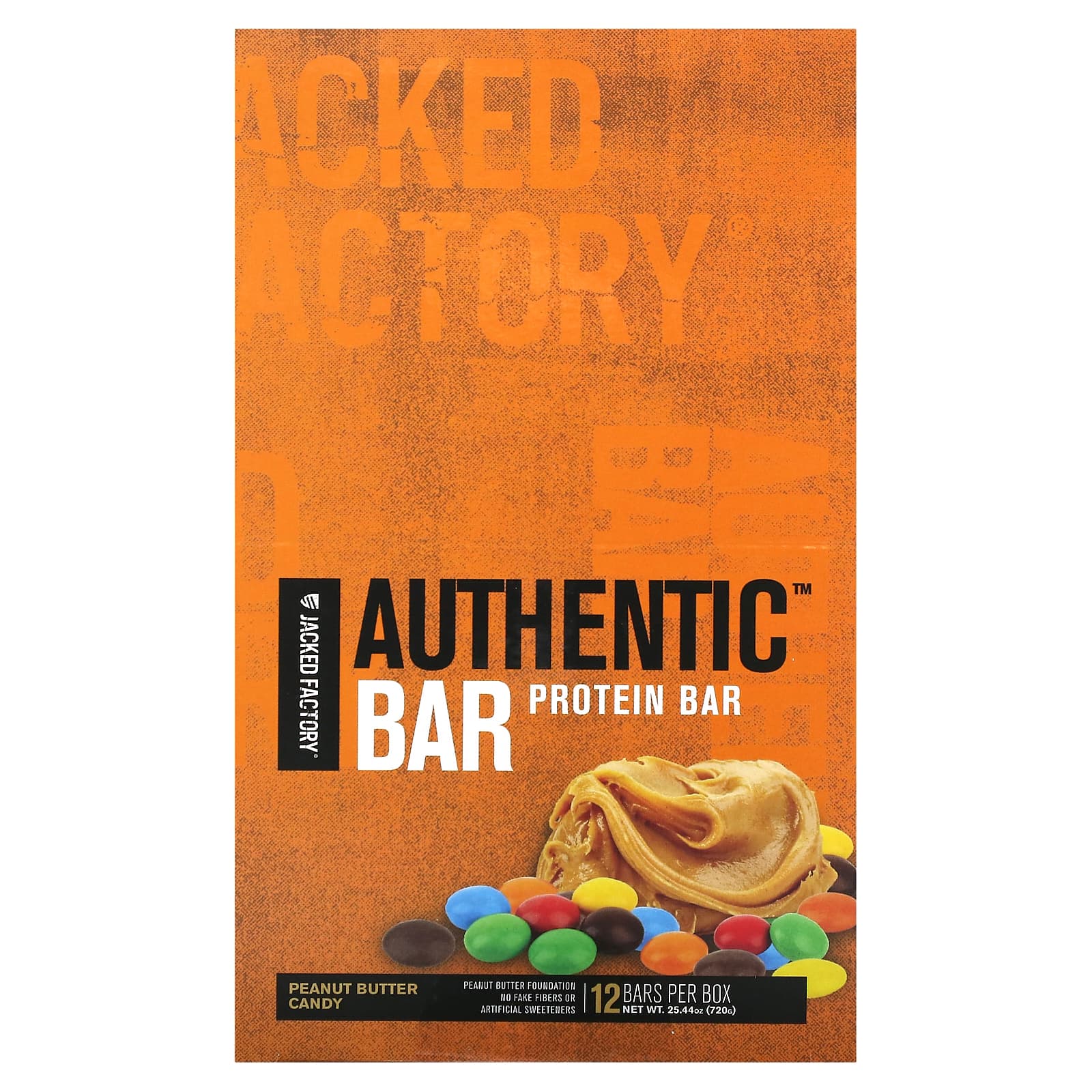 Jacked Factory Authentic Bar протеиновый батончик конфеты с арахисовой пастой 12 батончиков по 60 г 212 унции 5690₽