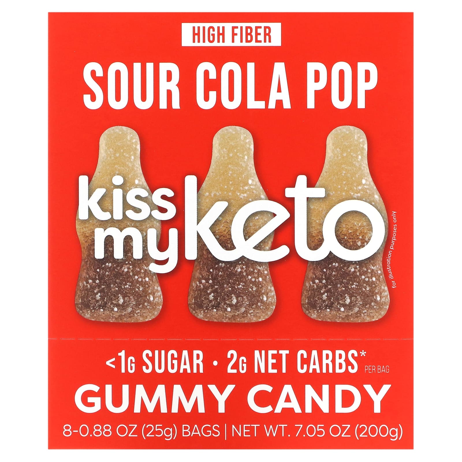 Kiss My Keto Gummy Candy кислая кола 8 пакетиков по 25 г 088 унции 4590₽