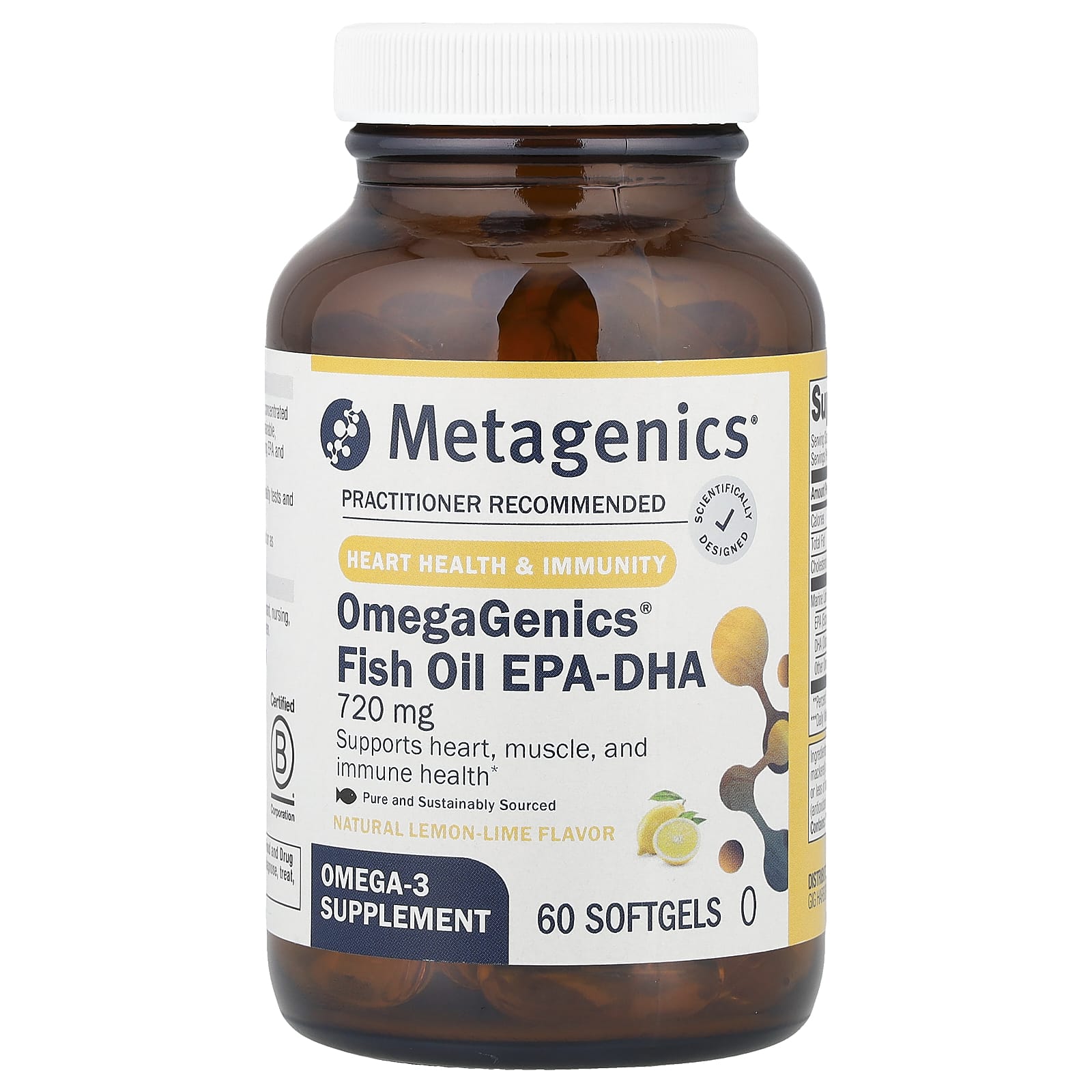 Metagenics, OmegaGenics EPA-DHA 720, Natural Lemon Lime, 60 Softgels