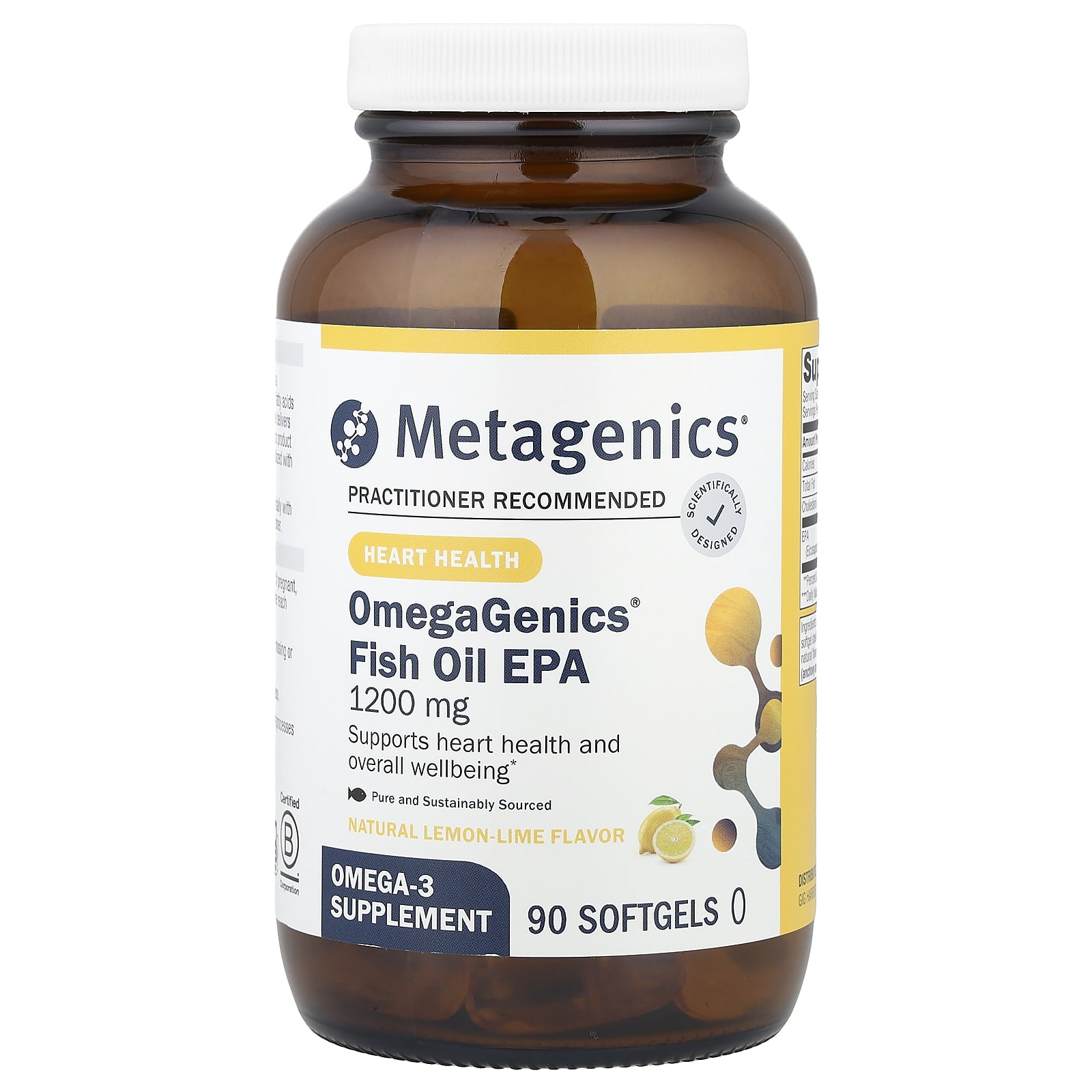 Metagenics, OmegaGenics EPA 1200, Natural Lemon Lime, 90 Softgels