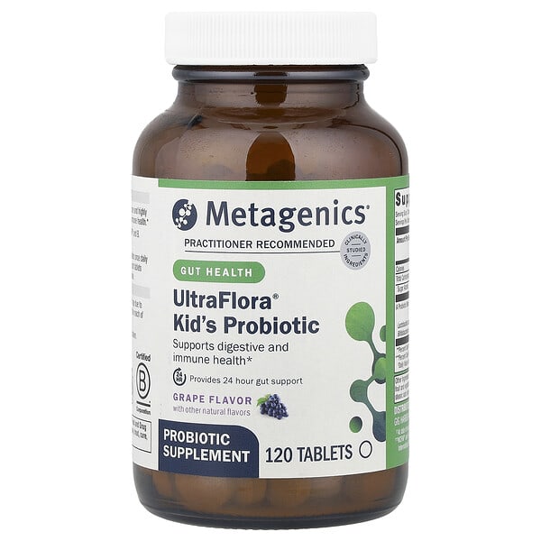 Metagenics, MetaKids, пробиотик, виноград, 120 таблеток