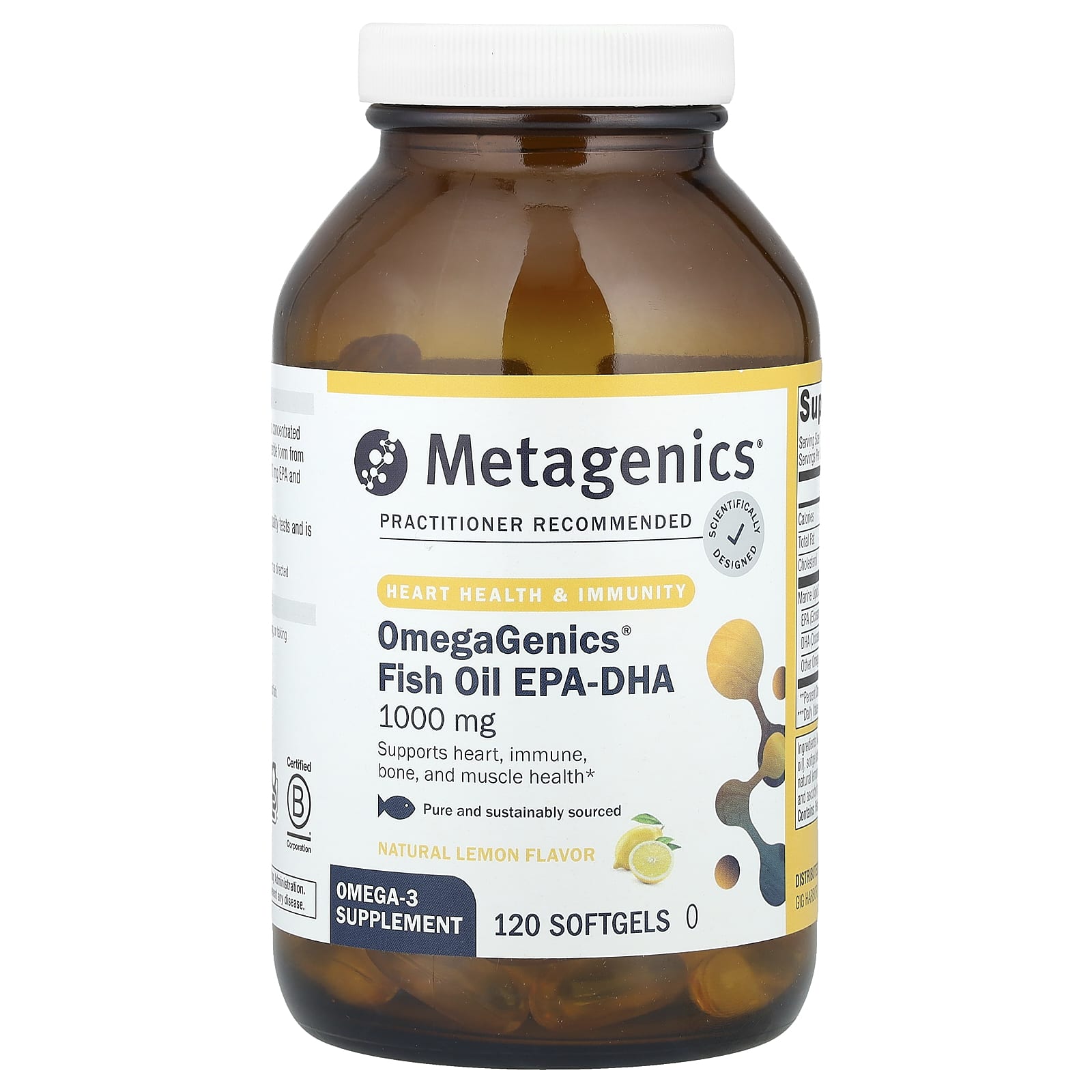 Metagenics, OmegaGenics EPA-DHA 1000, Natural Lemon, 120 Softgels