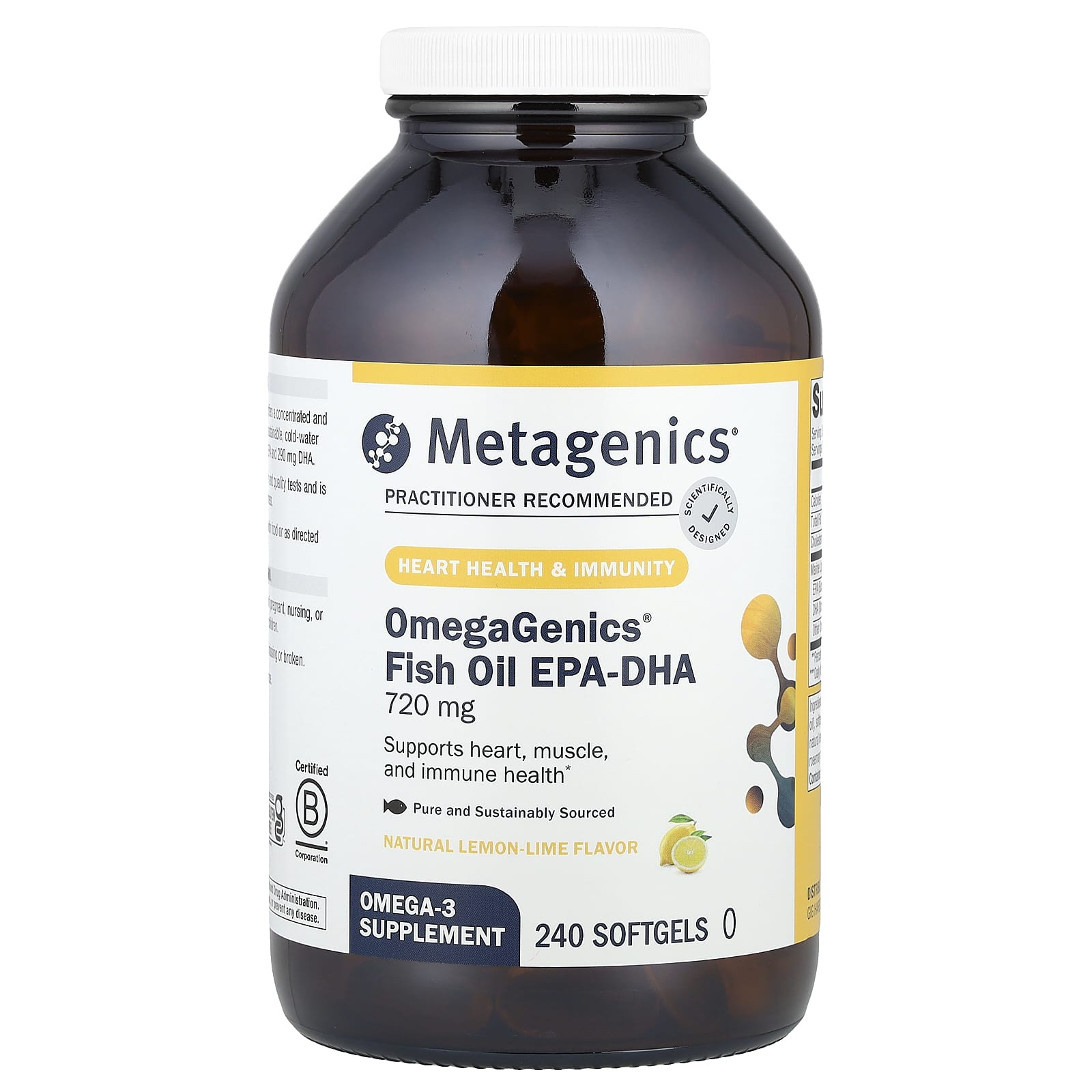 Metagenics, OmegaGenics EPA-DHA 720, Natural Lemon Lime, 240 Softgels