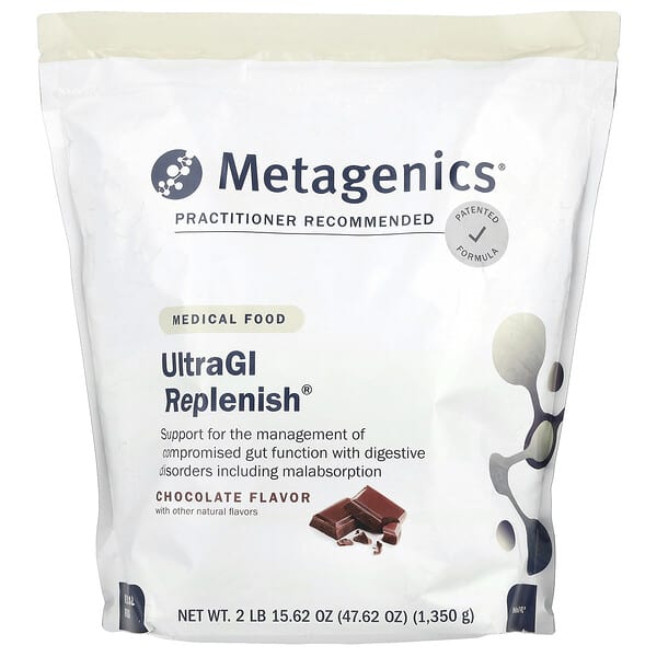Metagenics, UltraGI Replenish, медицинское питание, шоколад, 2 фунта (15,62 унции)