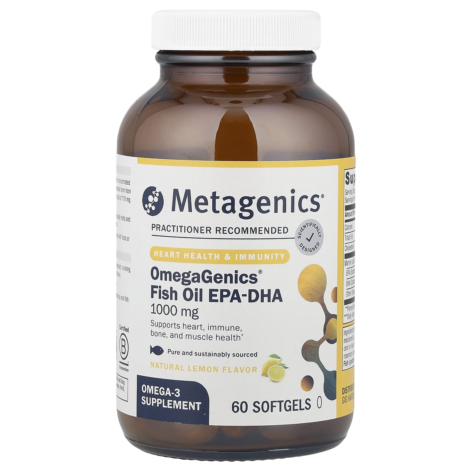 Metagenics, OmegaGenics EPA-DHA 1000, Natural Lemon, 60 Softgels