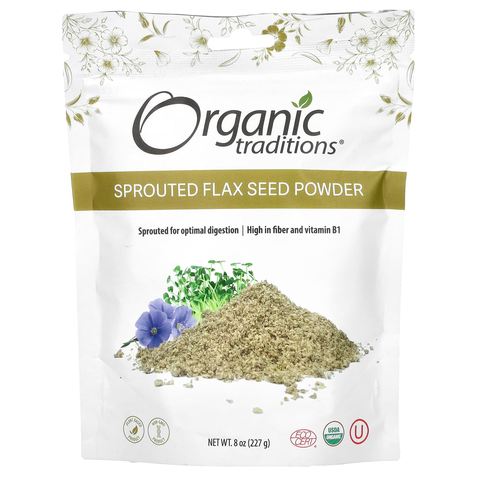 Organic Traditions Порошок из пророщенных семян льна 227 г 8 унций 1590₽