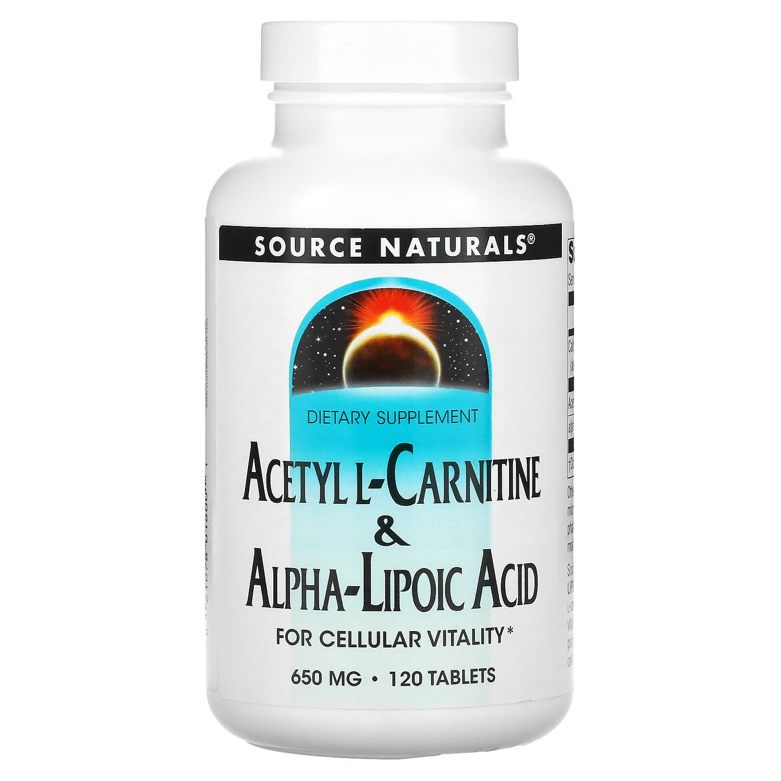 Source Naturals Ацетил L-карнитин и альфа-липоевая кислота 650 мг 120 таблеток 8590₽