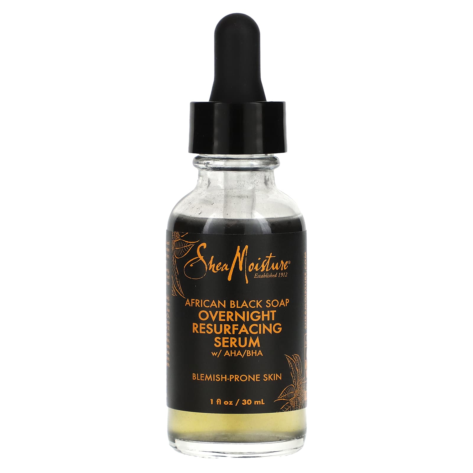 SheaMoisture African Black Soap ночная восстанавливающая сыворотка с AHA BHA 30 мл 1 жидк Унция 2090₽