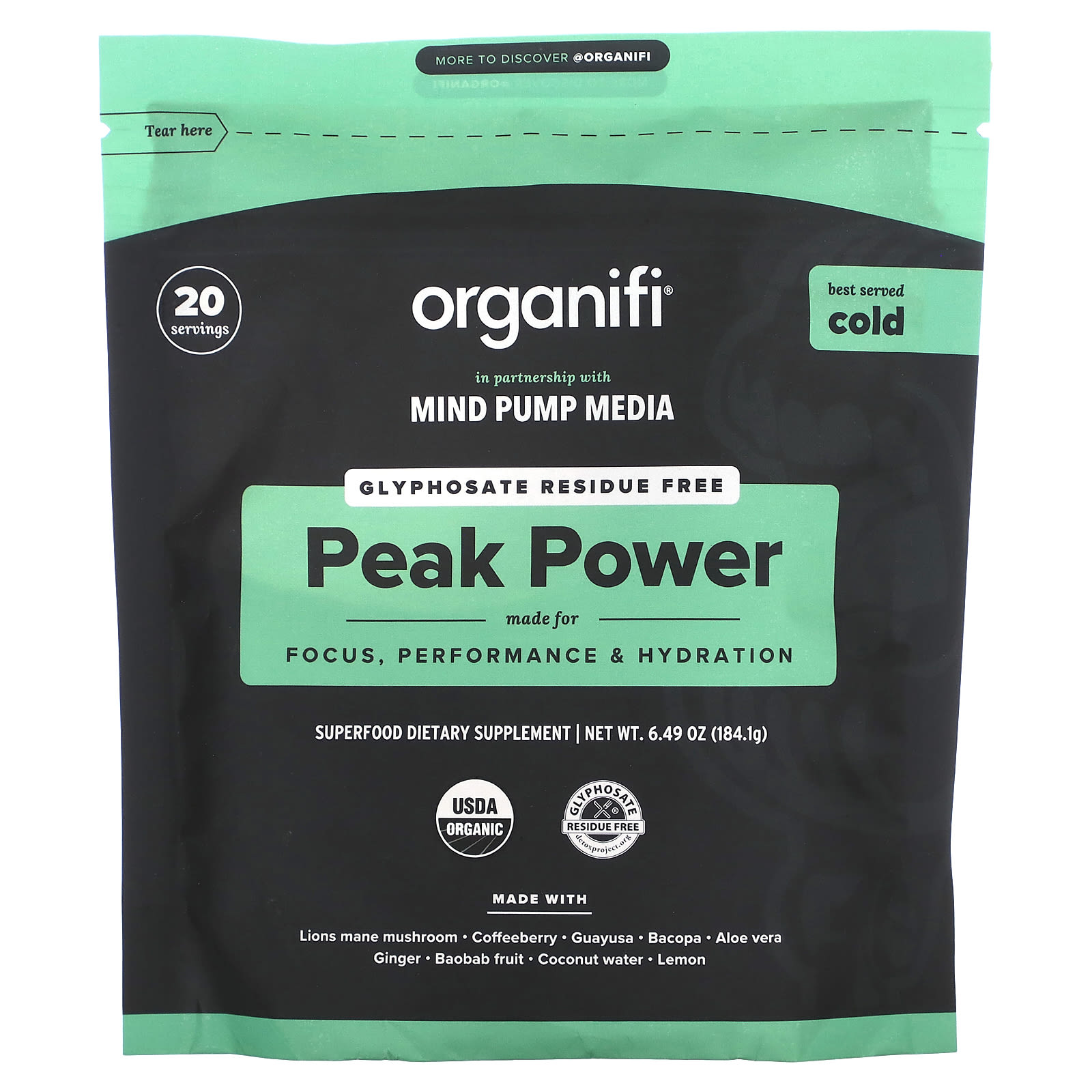Organifi Peak Power 1841 г 649 унции 9990₽