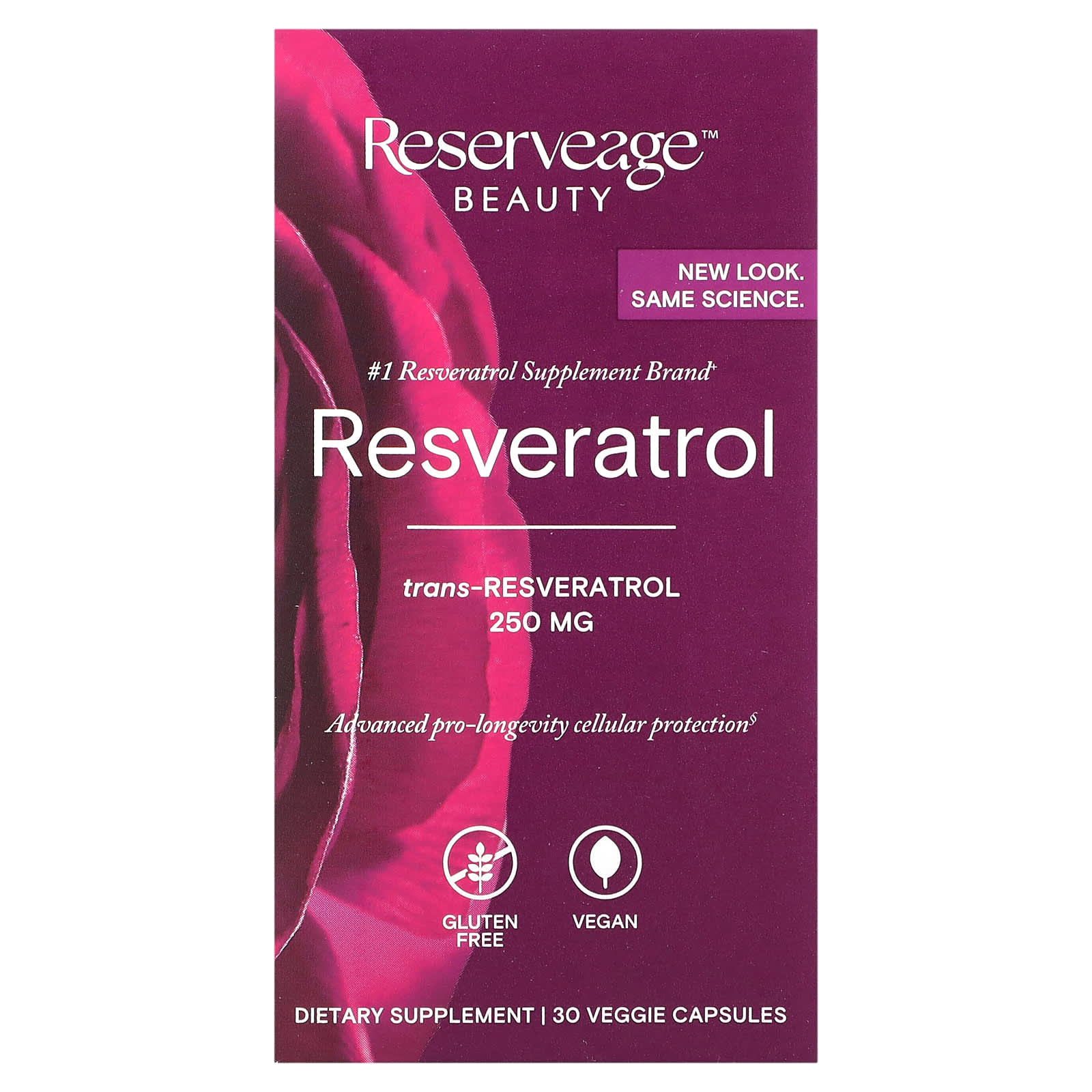Reserveage Beauty Ресвератрол 250 мг 30 растительных капсул 3290₽