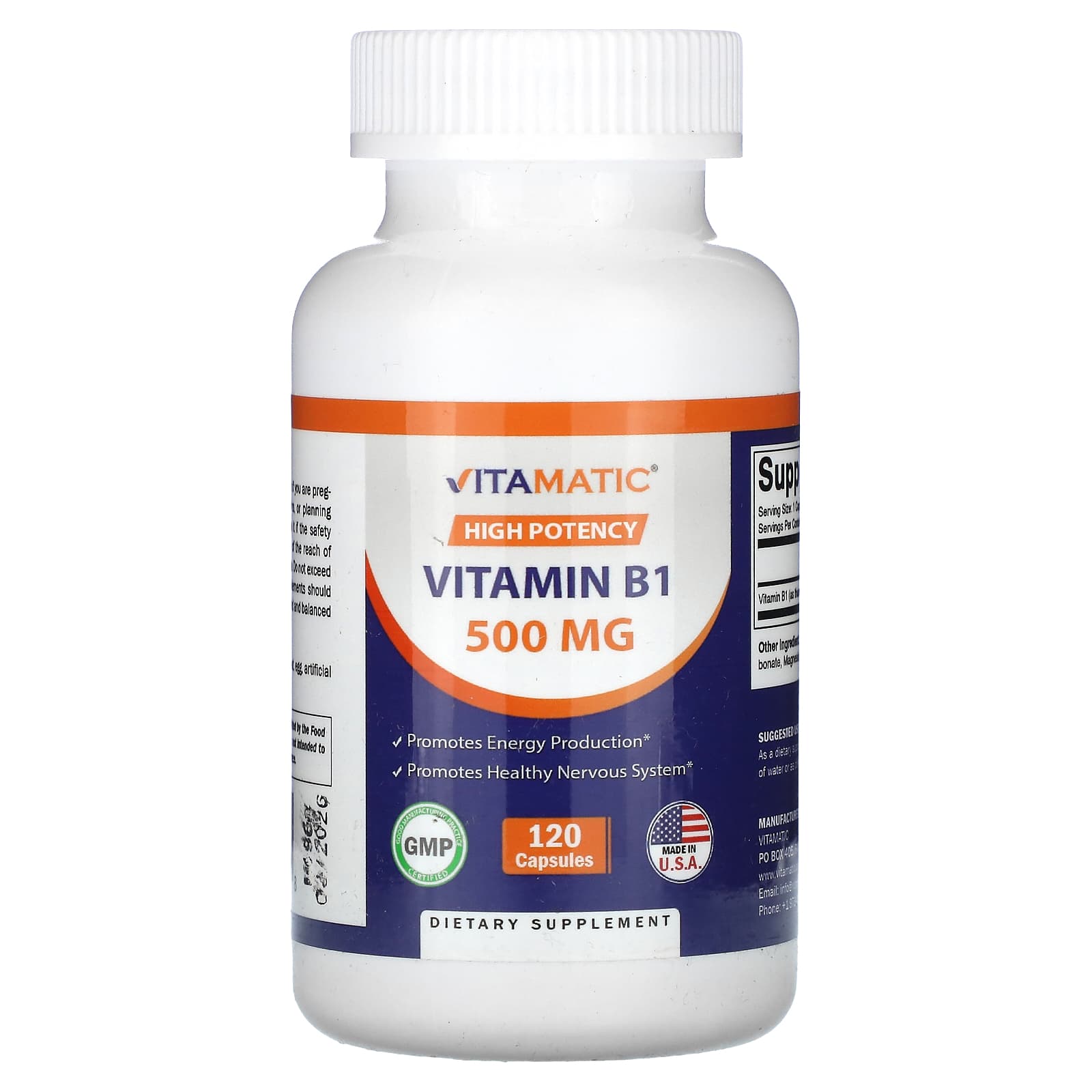 Vitamatic High Potency витамин B1 500 мг 120 капсул 2690₽