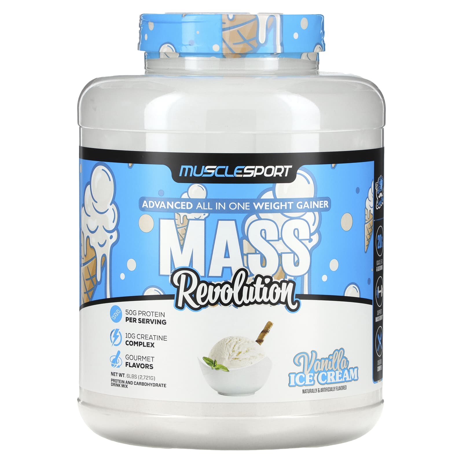 MuscleSport Mass Revolution ванильное мороженое 2721 г 6 фунтов 10290₽