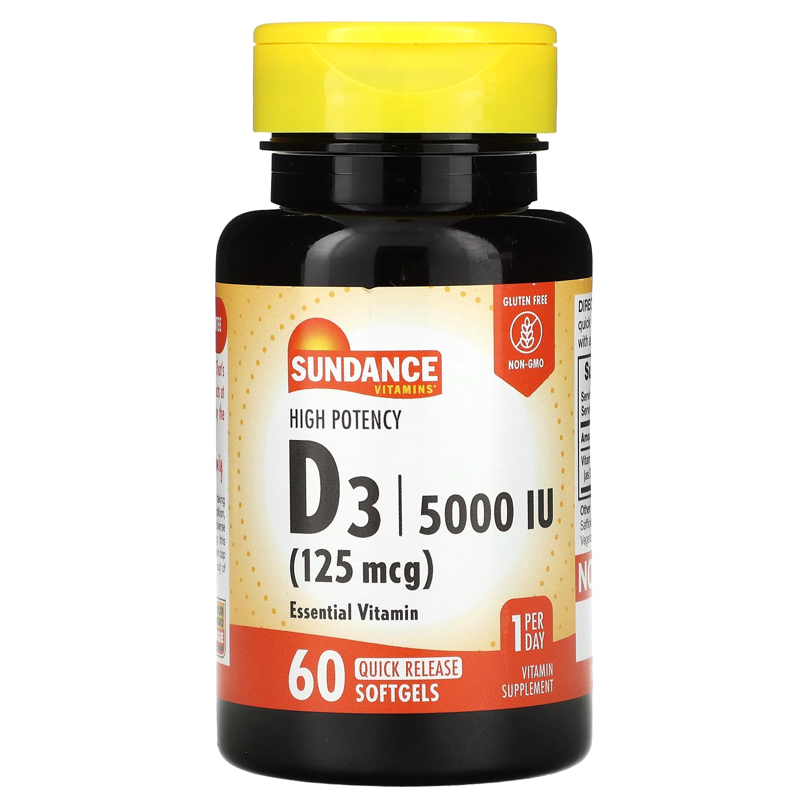 Sundance Vitamins D3 высокая эффективность 125 мкг 5000 МЕ 60 капсул быстрого высвобождения 1690₽