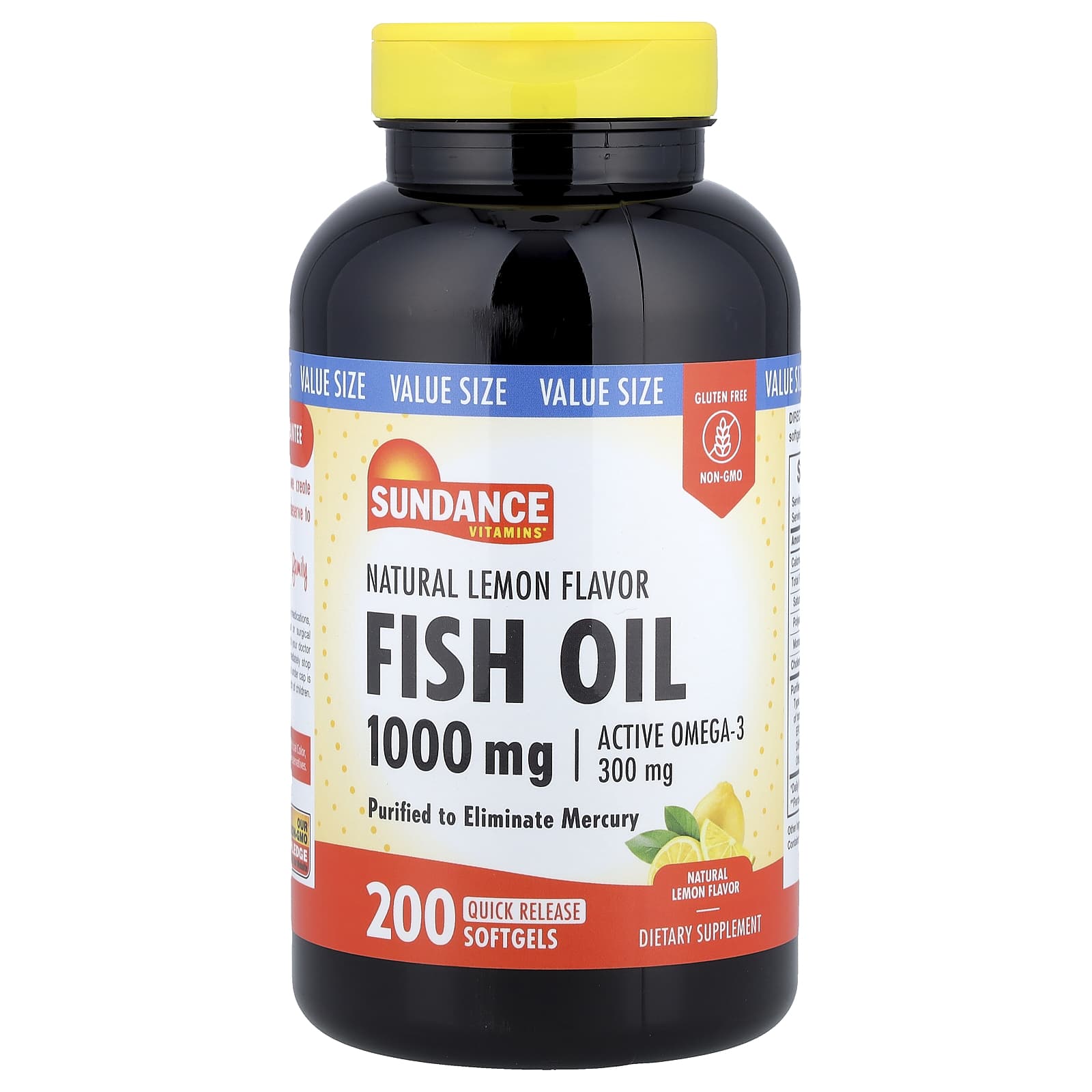 Sundance Vitamins Рыбий жир натуральный лимон 1000 мг 200 капсул с быстрым высвобождением 3490₽
