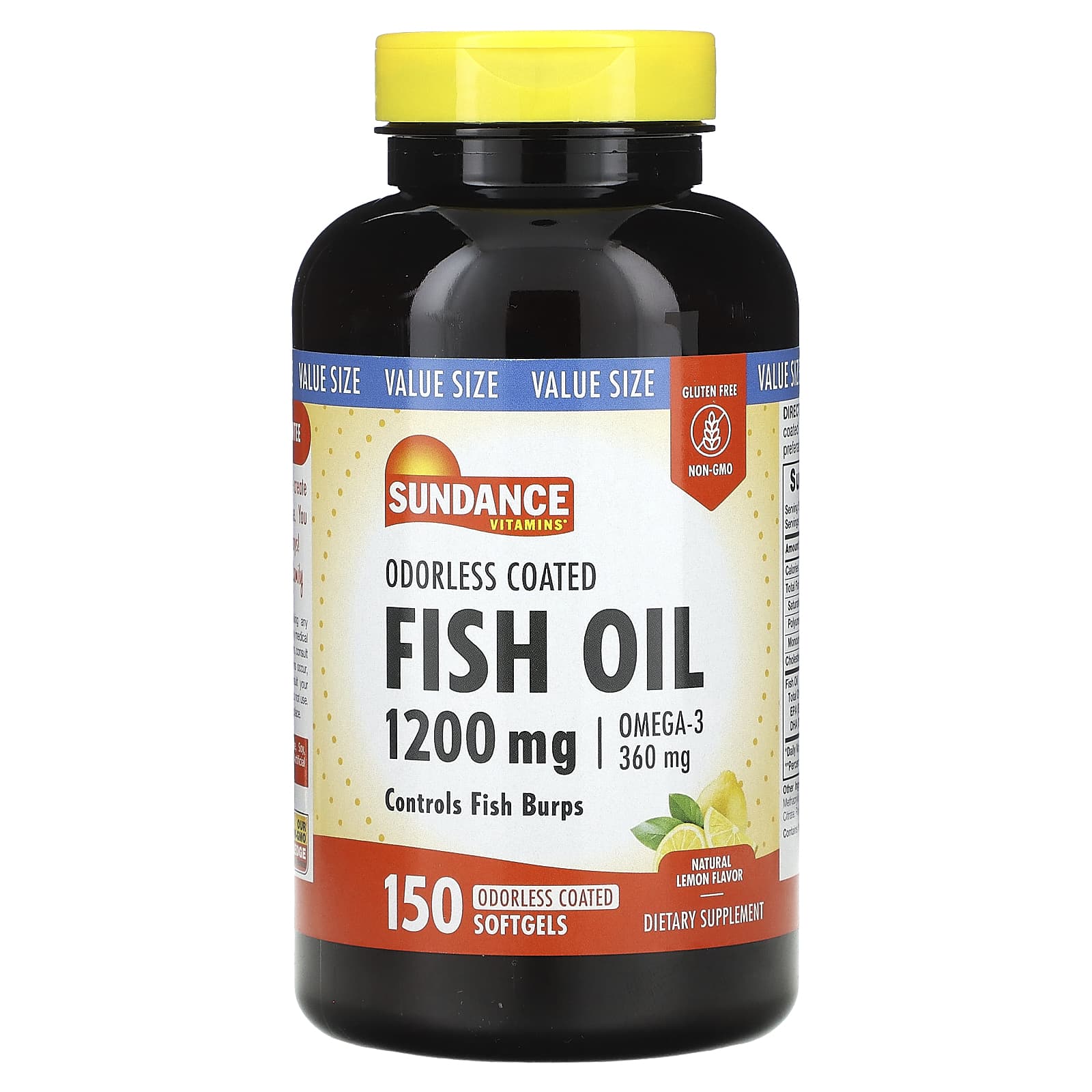 Sundance Vitamins Рыбий жир без запаха с оболочкой натуральный лимон 1200 мг 150 мягких таблеток 4090₽