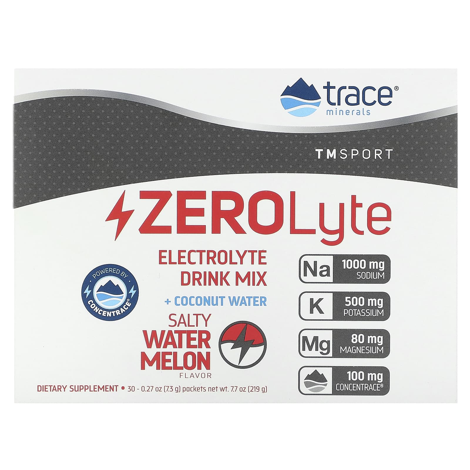 Trace Minerals TM Sport ZeroLyte смесь для приготовления электролитов соленый арбуз 30 пакетиков по 73 г 027 унции 7190₽