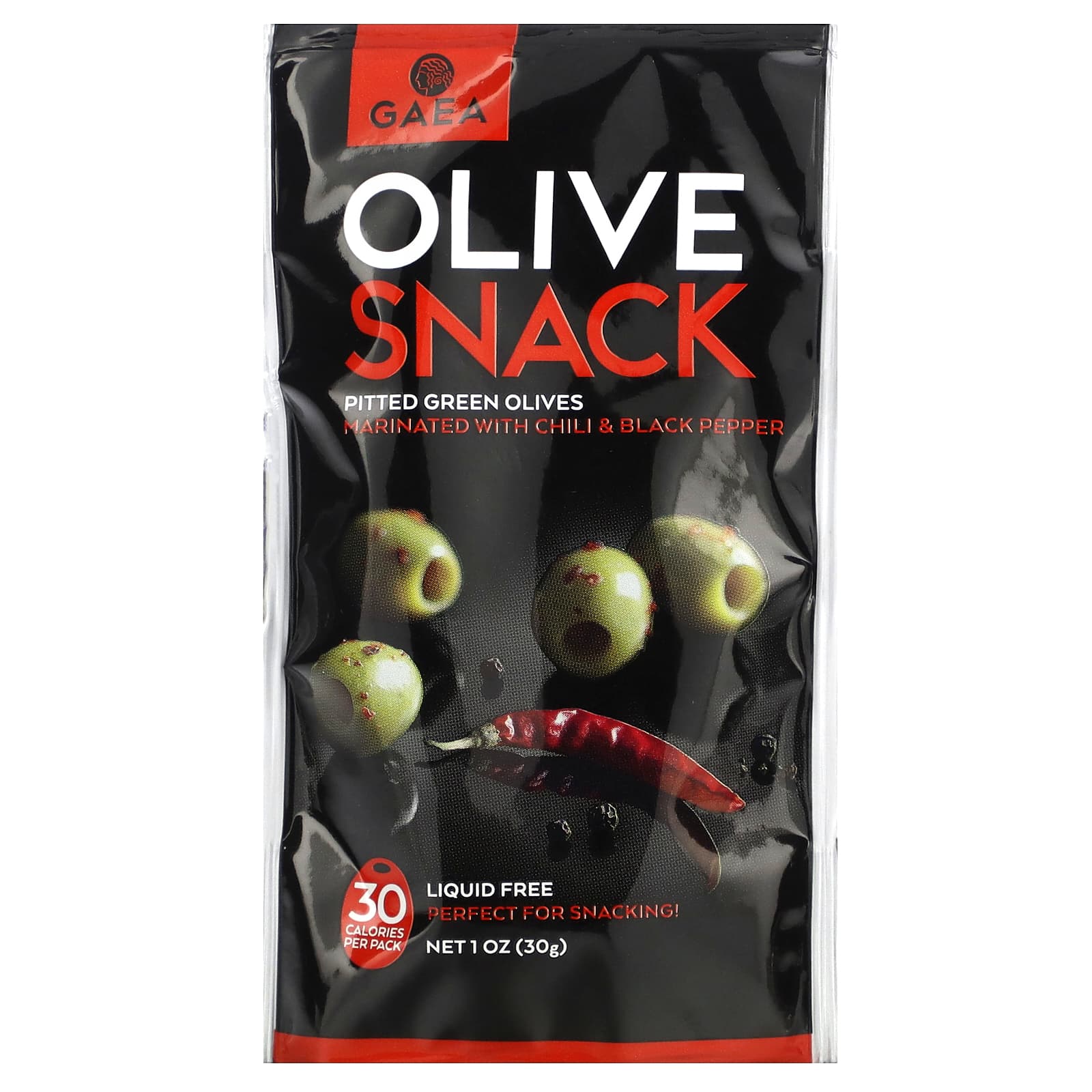 Gaea Olive Snack зеленые оливки без косточек маринованные с чили и черным перцем 30 г 1 унция 1390₽