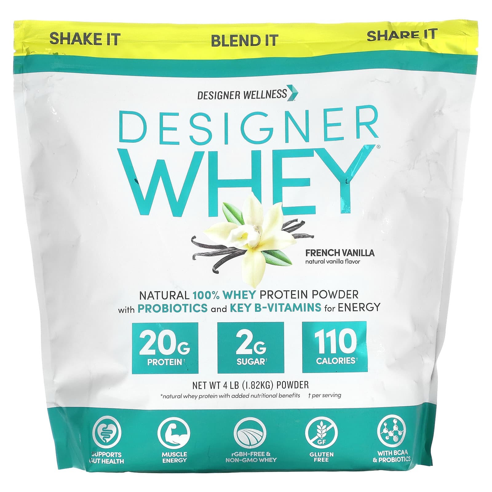 Designer Wellness Designer Whey натуральный порошок из 100 сывороточного протеина французская ваниль 182 кг 4 фунта 10190₽