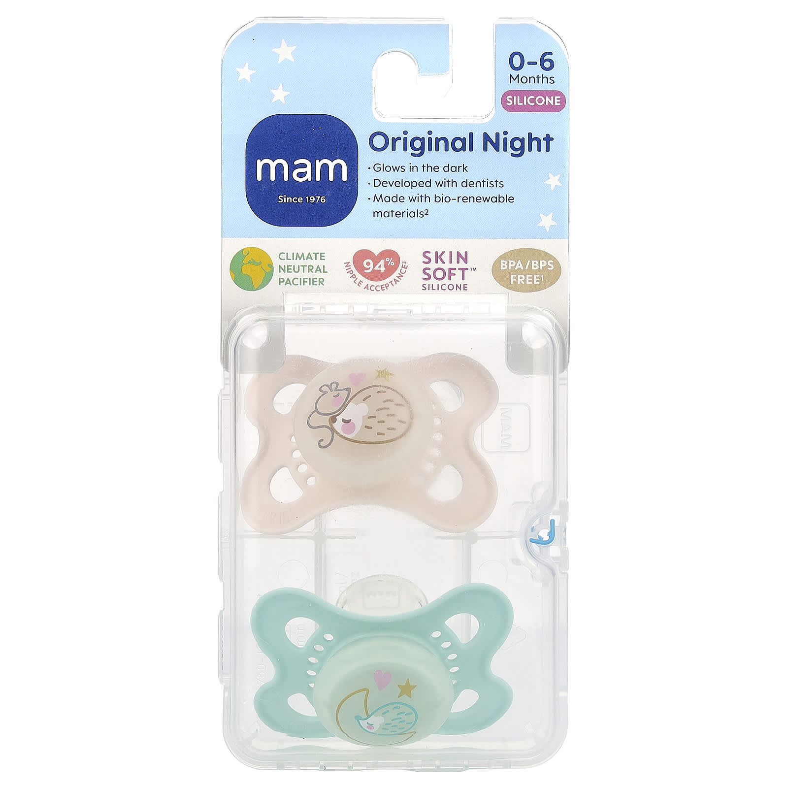 MAM Original Night пустышка для детей 06 месяцев 2 шт 2090₽