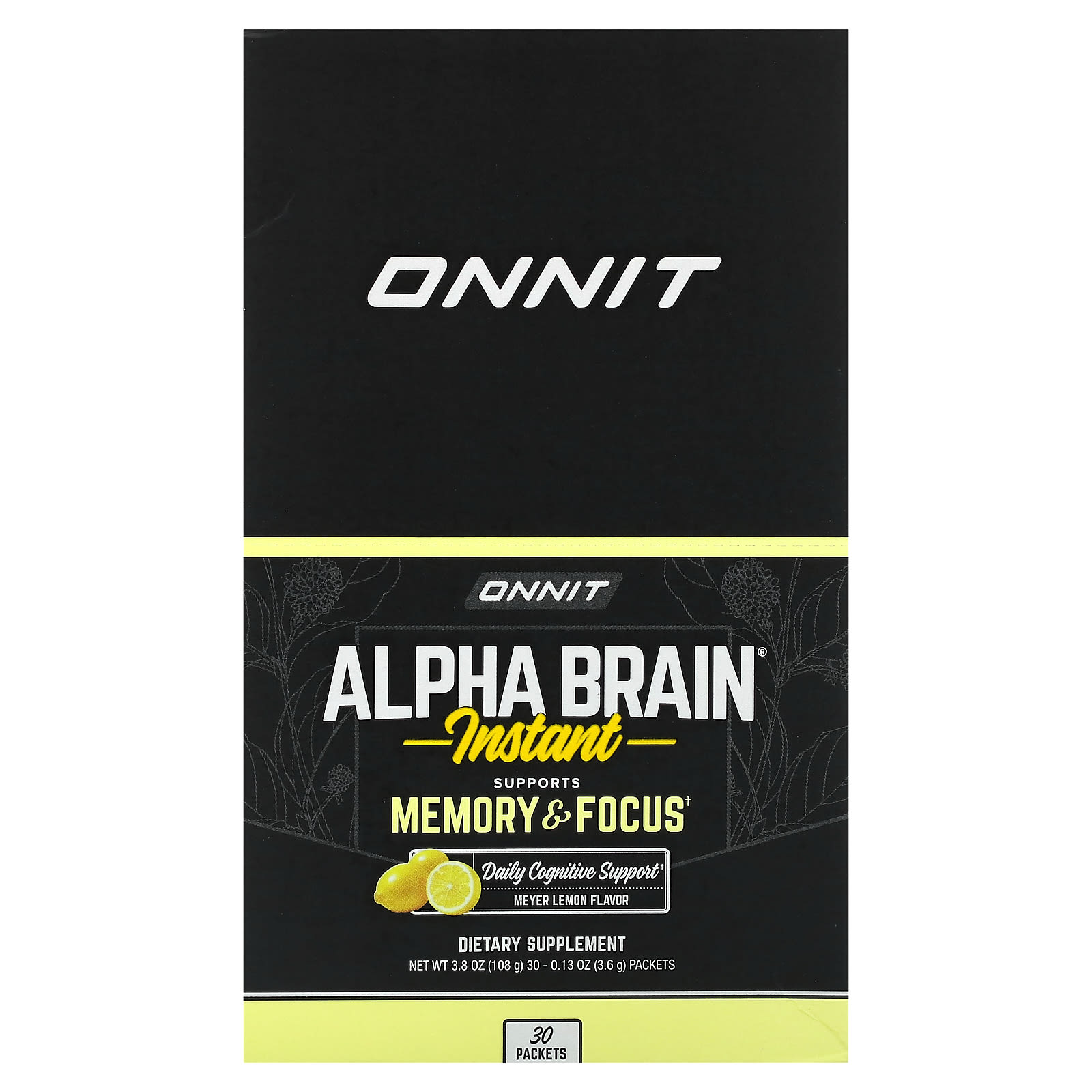 Onnit Alpha Brain Instant для памяти и концентрации лимон Мейера 30 пакетиков по 36 г 013 унции 8590₽