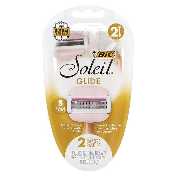 BIC, Soleil Glide, одноразовые бритвенные станки, 2 шт.