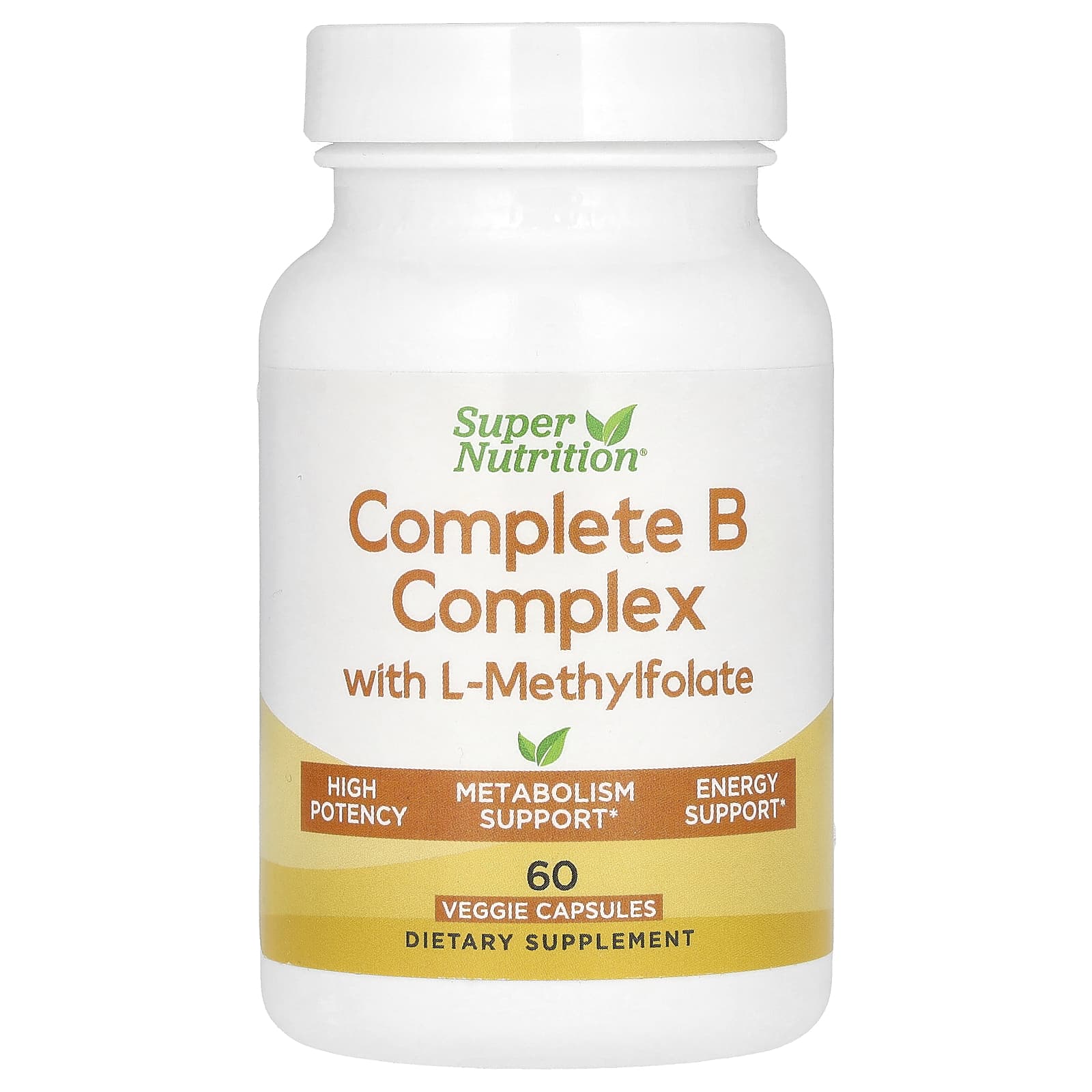 Super Nutrition полный комплекс витаминов группы B с L-метилфолатом 60 растительных капсул 1990₽