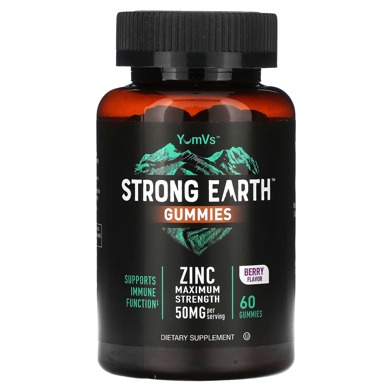 YumVs Strong Earth жевательные таблетки цинк максимальная сила действия со вкусом ягод 50 мг 60 жевательных таблеток 25 мг в 1 жевательной таблетке 2190₽
