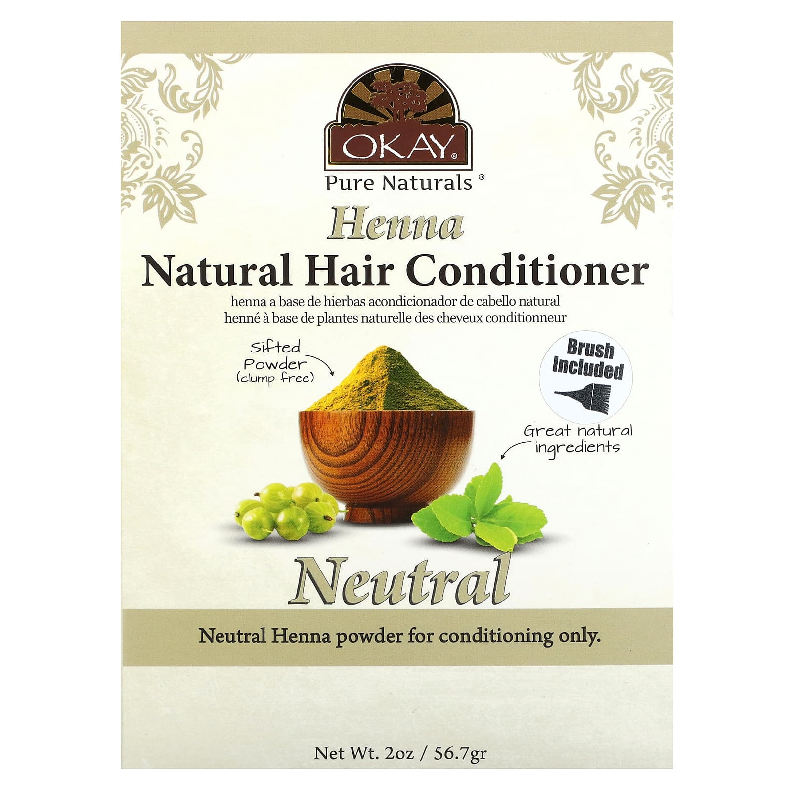 Okay Pure Naturals Хна натуральный кондиционер для волос нейтральный 567 г 2 унции 1790₽