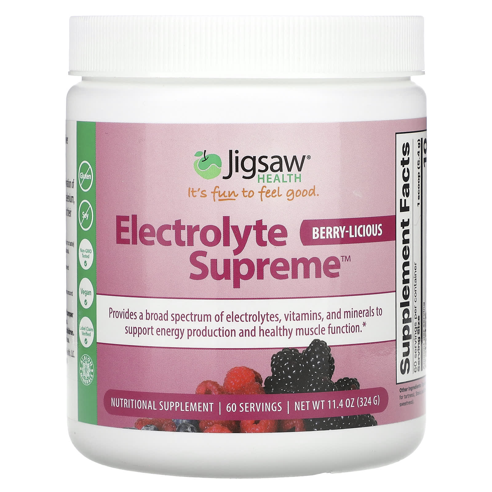 Jigsaw Health Electrolyte Supreme ягодный вкус 324 г 114 унции 8590₽
