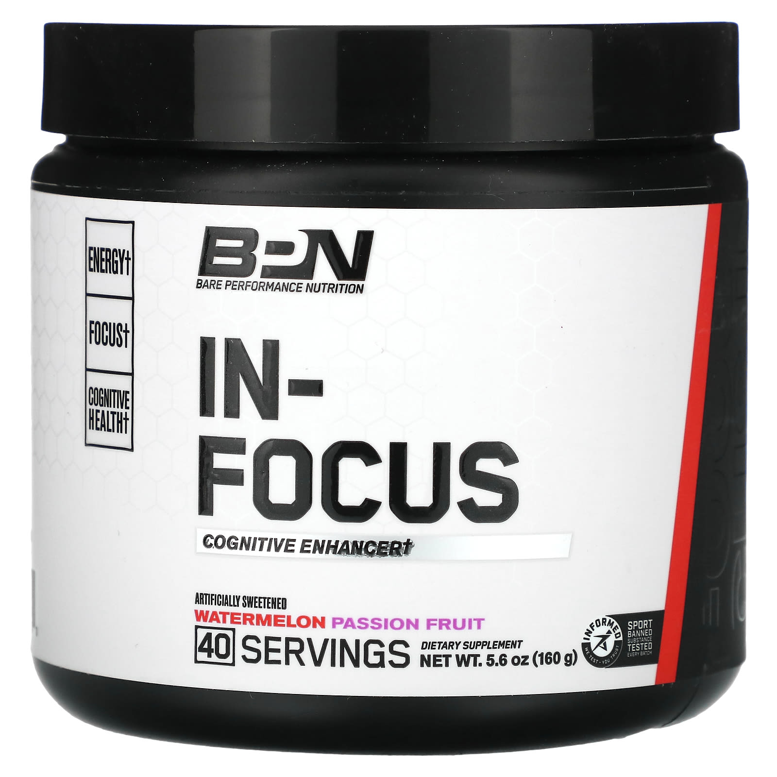 BPN, In-Focus, арбуз и маракуйя, 160 г (5,6 унции)